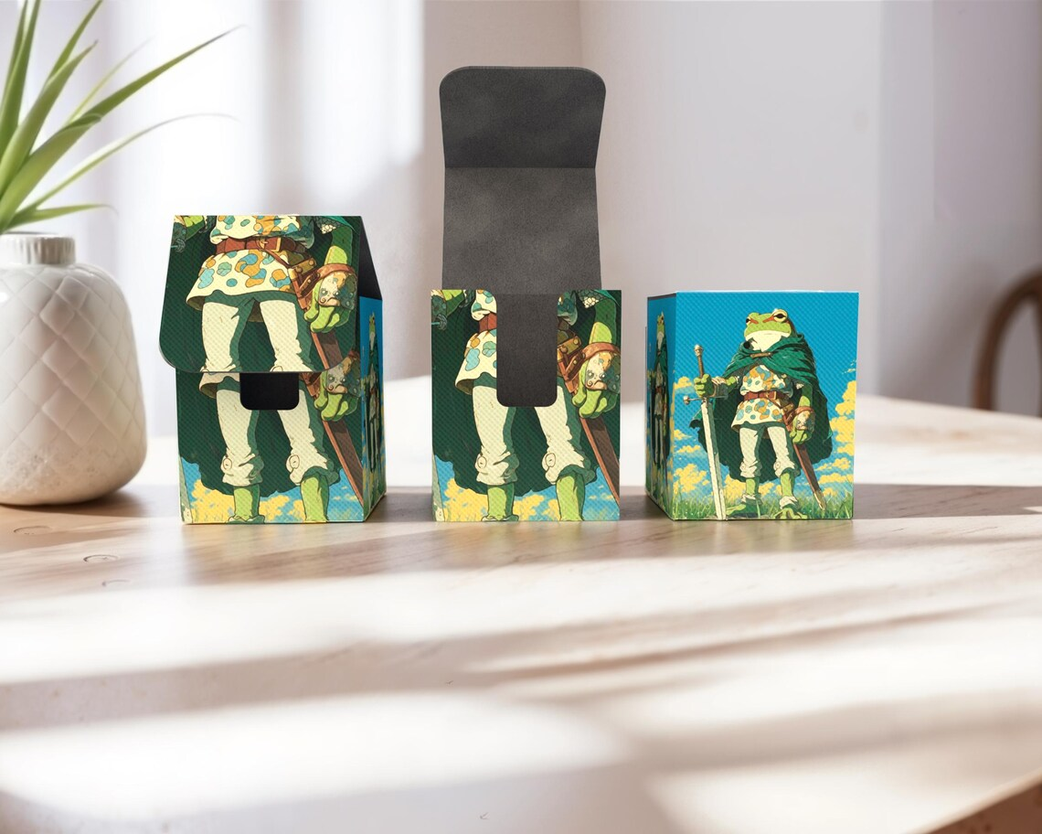 Cape Frog Deck Box - Anime style, 200 Storage Collectible Deck Boxes, Custom Leather Deck Boxes