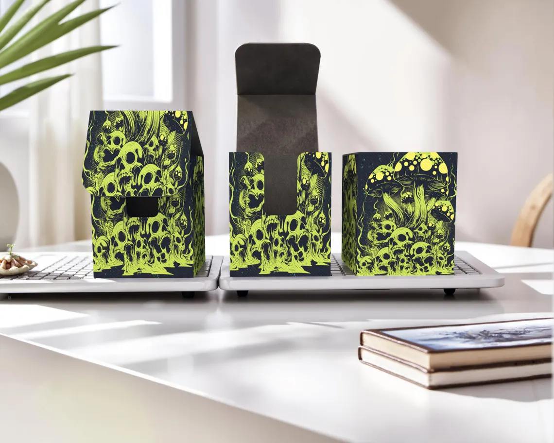 Skeleton Mushroom Deck Box - 200 Storage Collectible Deck Boxes, Custom Leather Deck Boxes