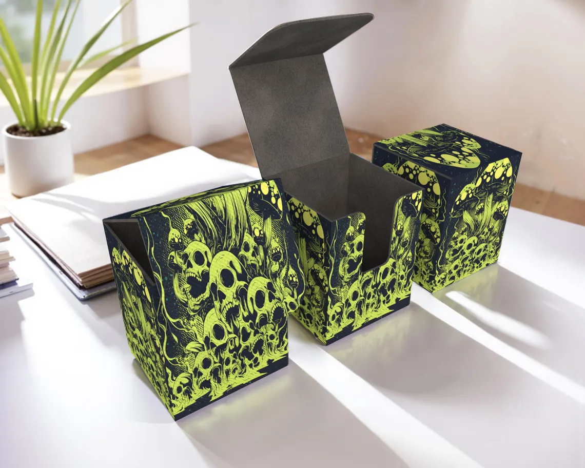 Skeleton Mushroom Deck Box - 200 Storage Collectible Deck Boxes, Custom Leather Deck Boxes
