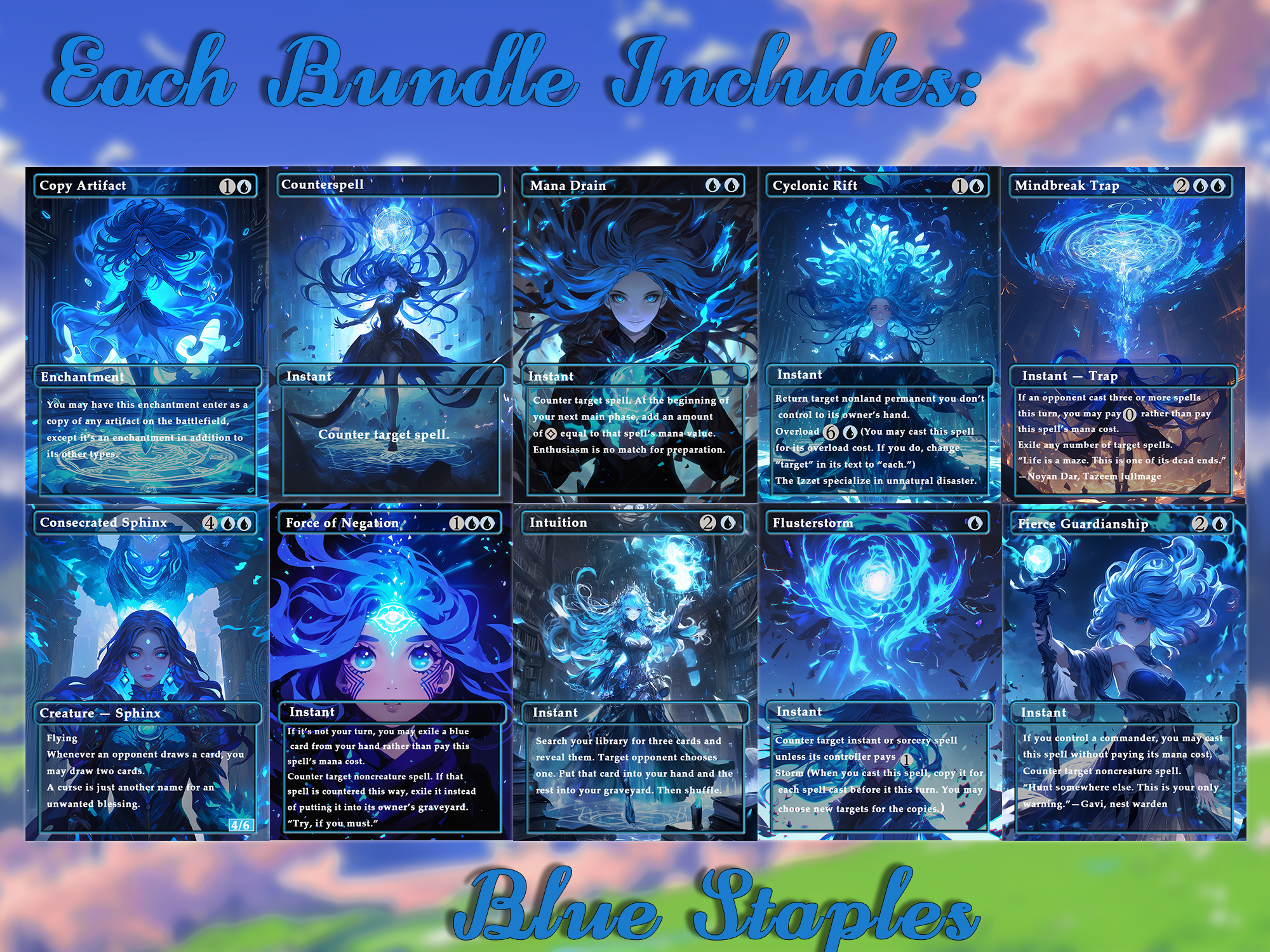 20 Blue Staples | Premium EDH Proxy cards