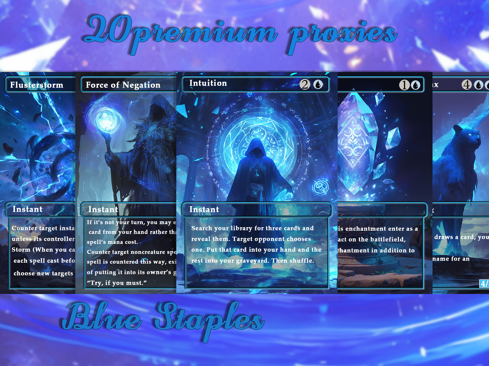 20 Blue Staples | Premium EDH Proxy cards