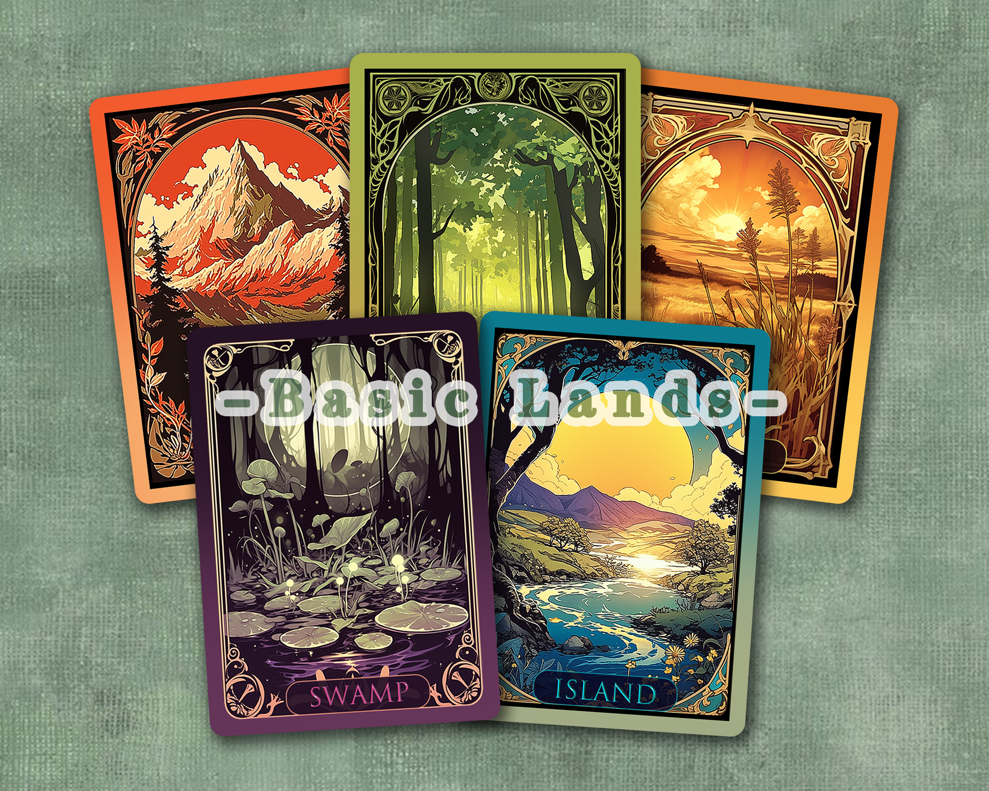MTG Basic Lands Set:MTG Custom Cards Full Art, Vintage Art Proxies MTG Basic Lands Set:MTG Custom Cards Full Art, Vintage Art Proxies