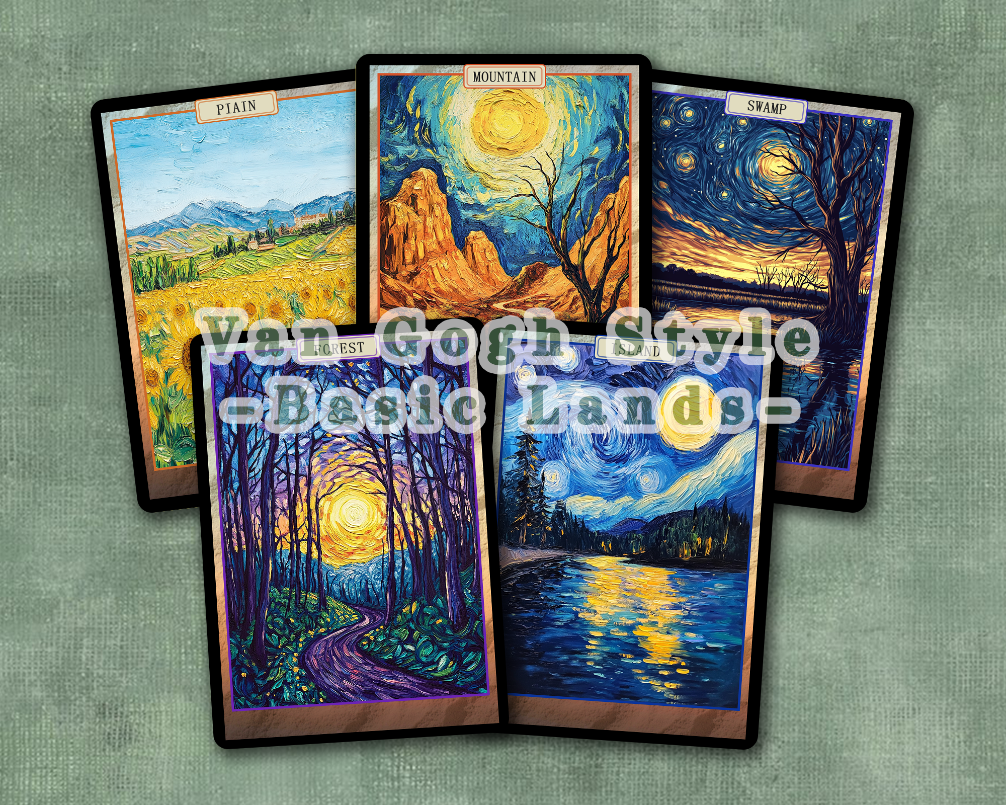 MTG Basic Lands Van Gogh Style: MTG Custom Cards Full Art,TCG Collecti MTG Basic Lands Van Gogh Style: MTG Custom Cards Full Art,TCG Collecti