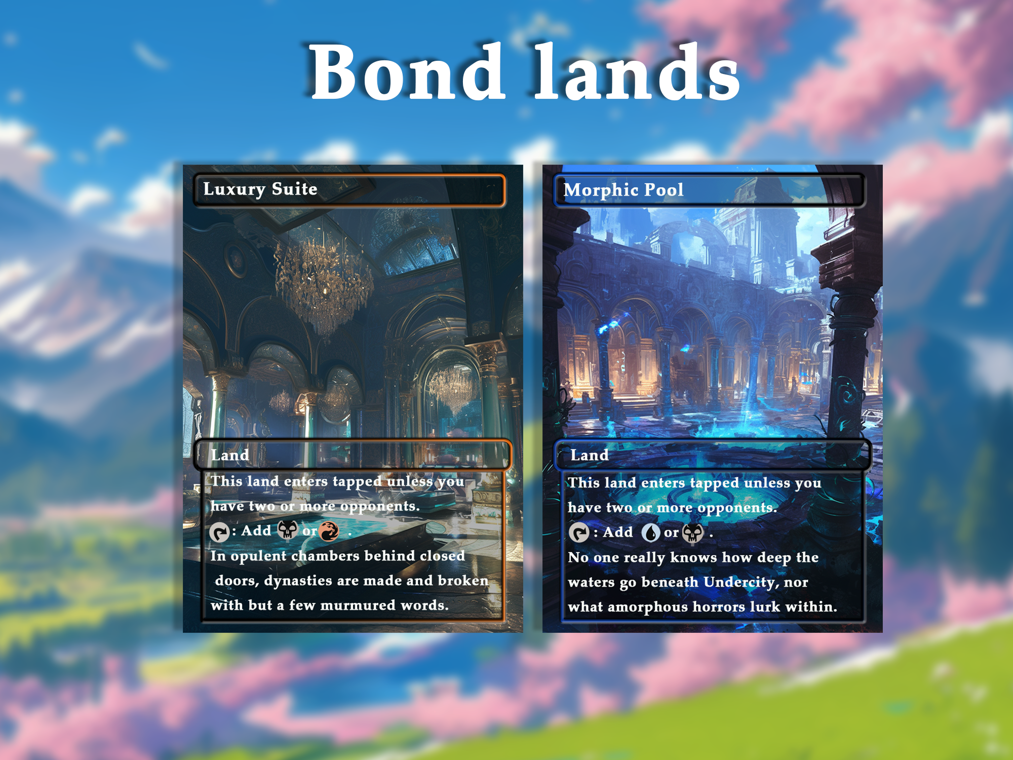 10 Bond land Anime Style, Proxy Lands Custom Magic Cards for Commander EDH/cEDH, Anime husband Proxy Cards