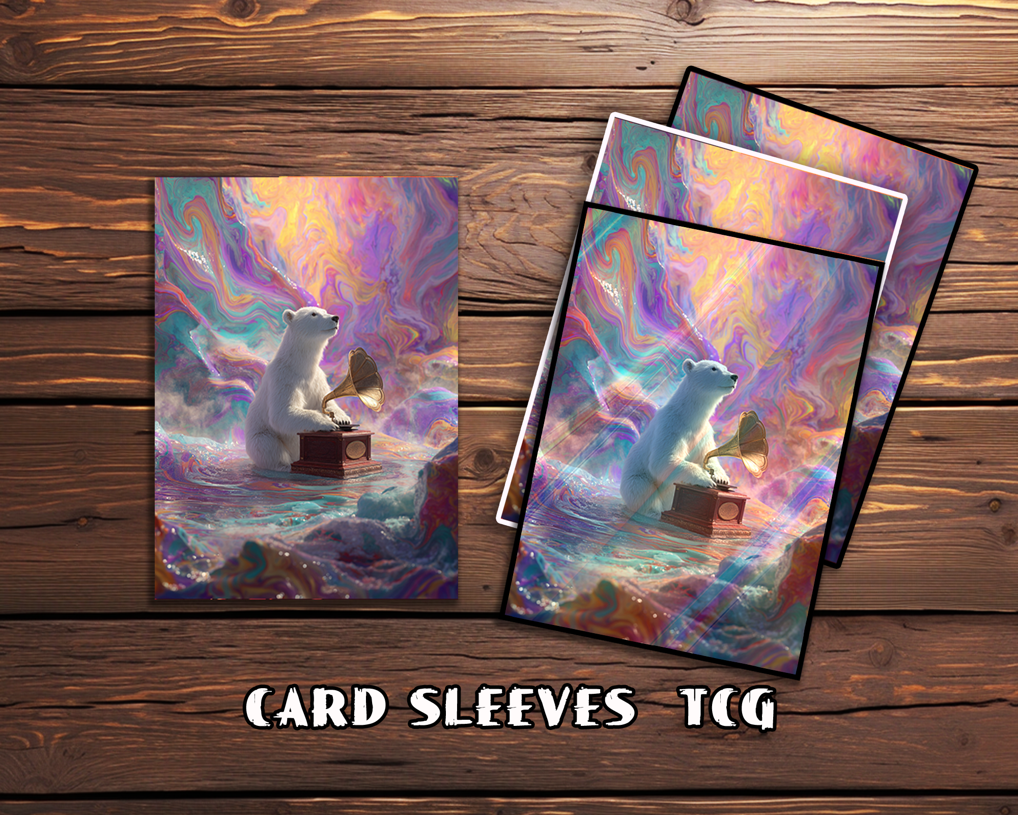 Colorful Swirl Polar Bear Card Sleeves