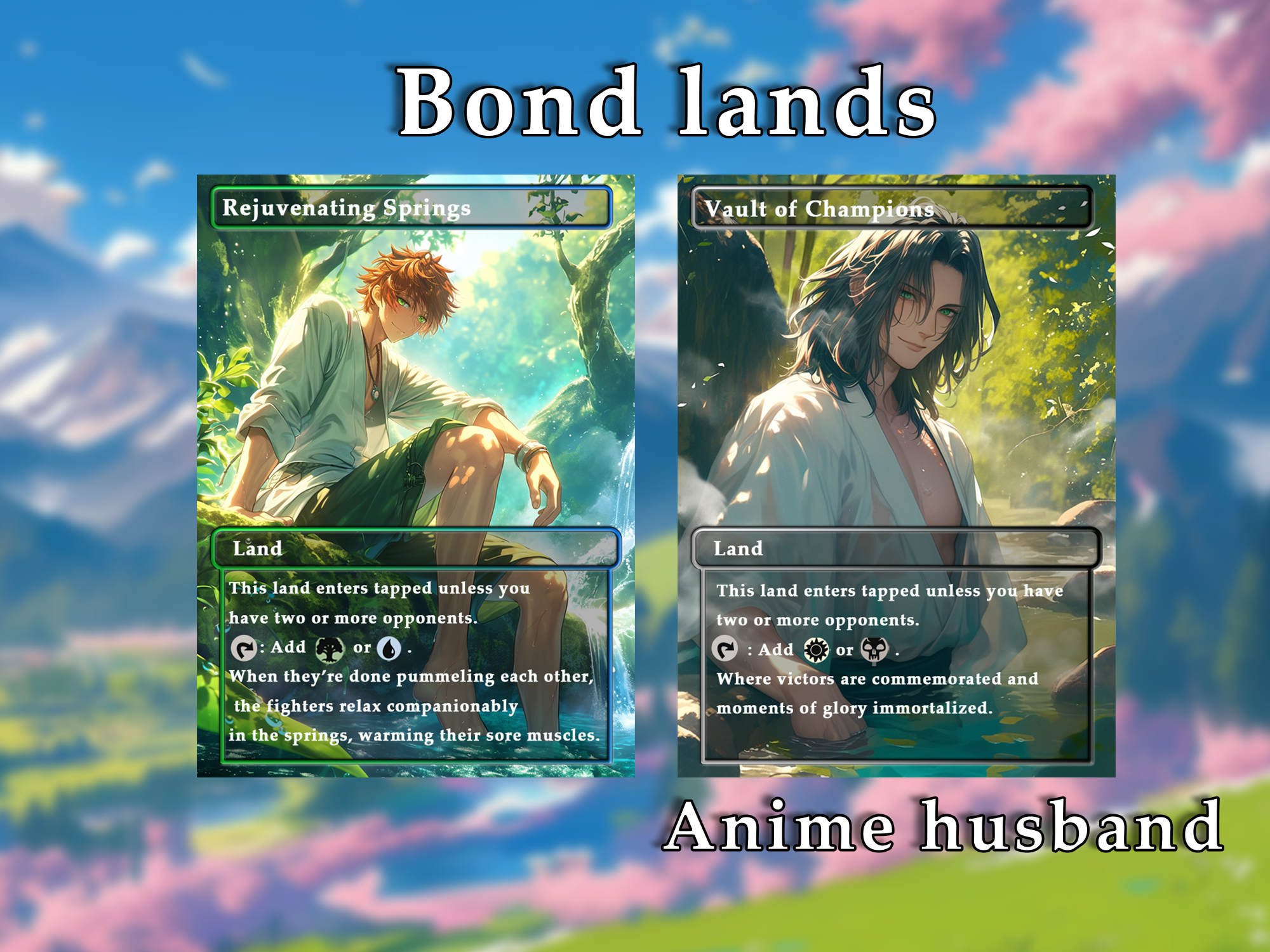 10 Bond land Anime Style, Proxy Lands Custom Magic Cards for Commander EDH/cEDH, Anime husband Proxy Cards