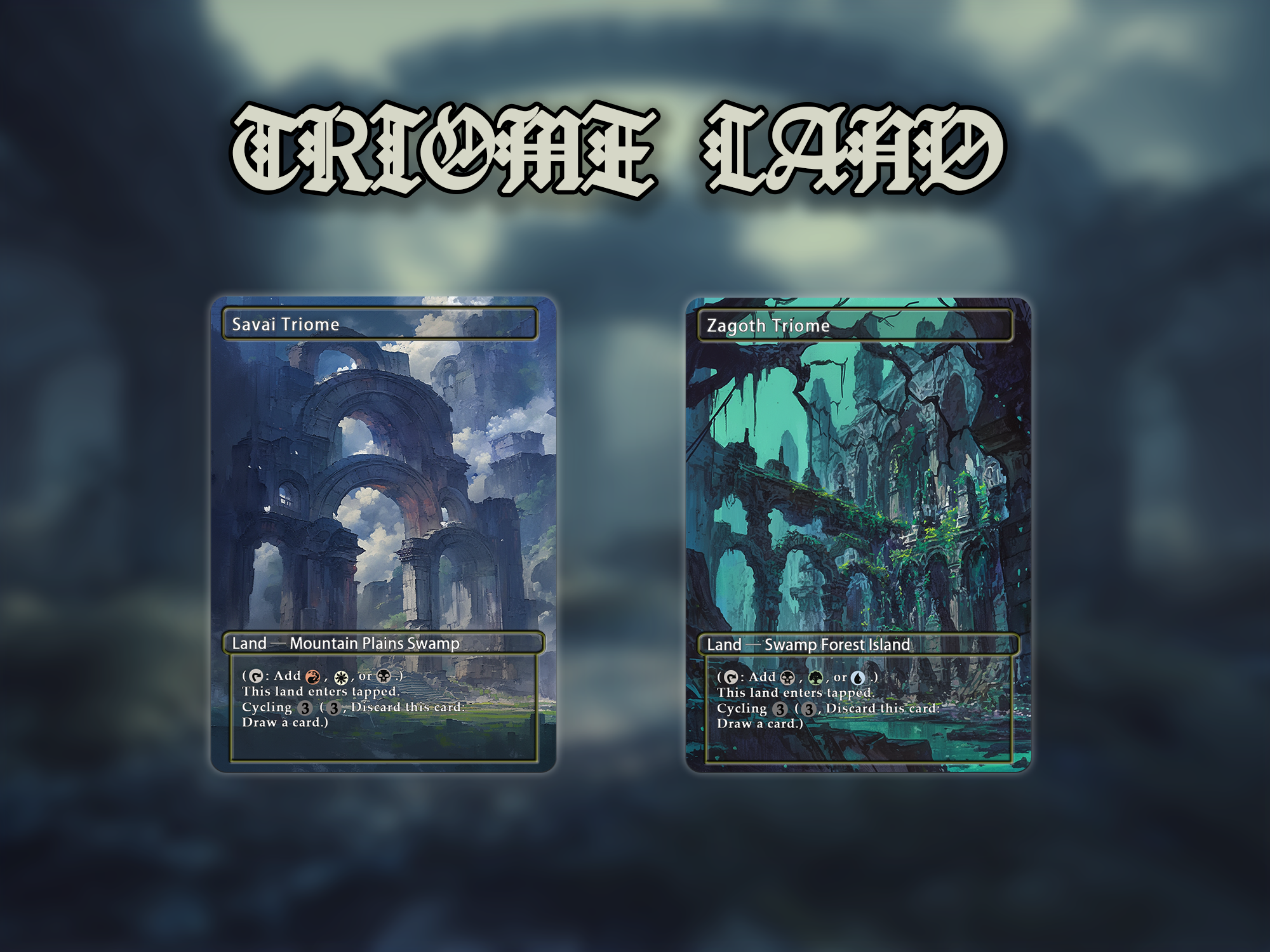 Triome land pack (10+ cards) Anime watercolour lands set of 10+ unique borderless custom proxy lands High quality lands for EDH or cEDH