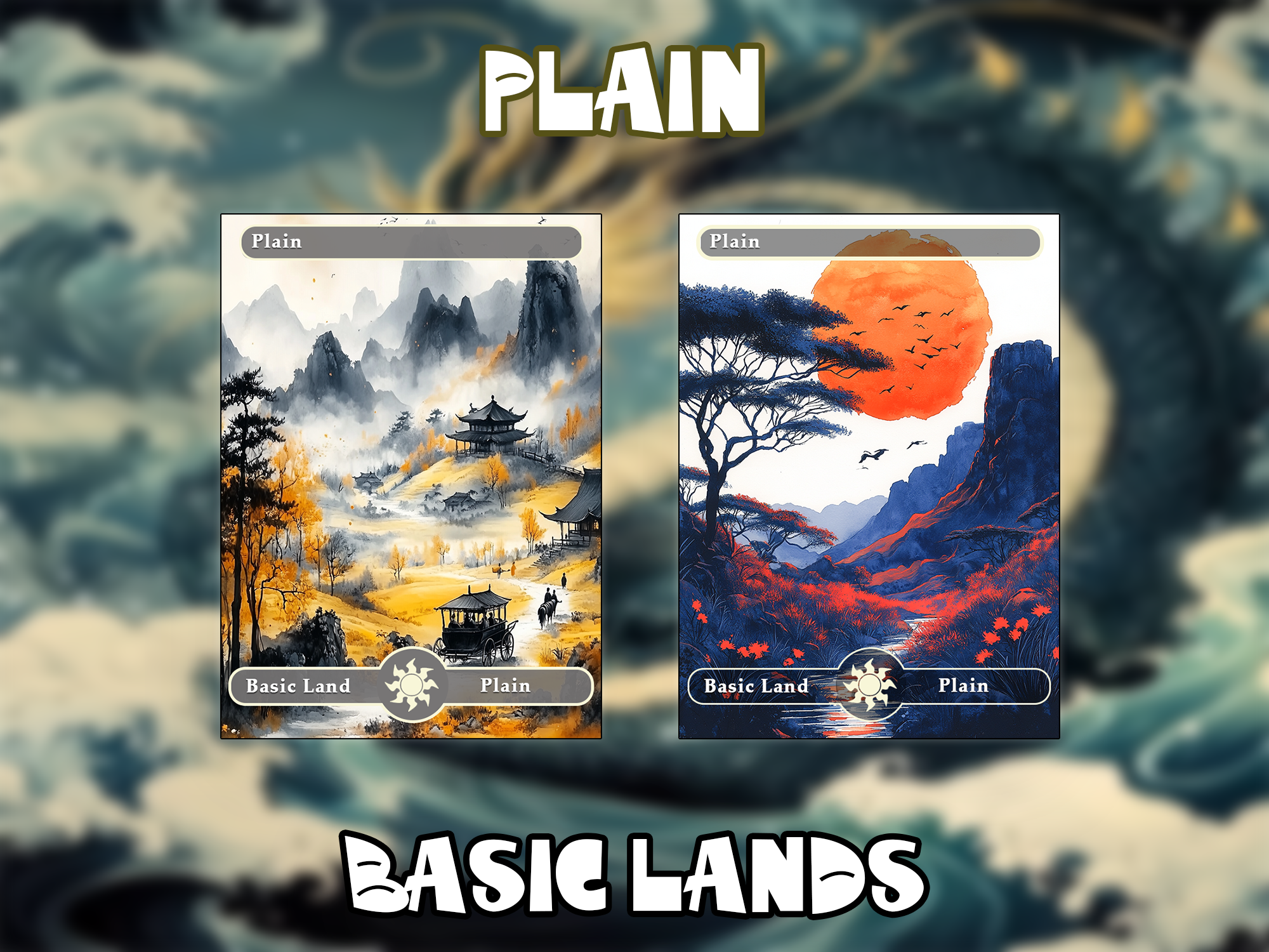 10 Basic Lands Proxy, Plain Proxy, Custom Magic Cards for Commander EDH,ink style