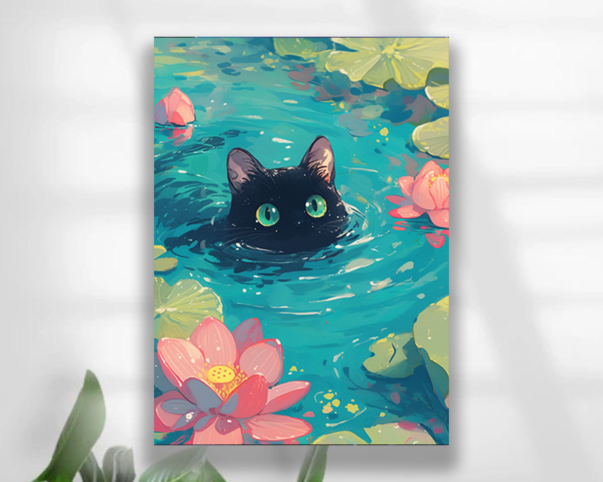 cat in lotus pond High Quality Card Sleeves