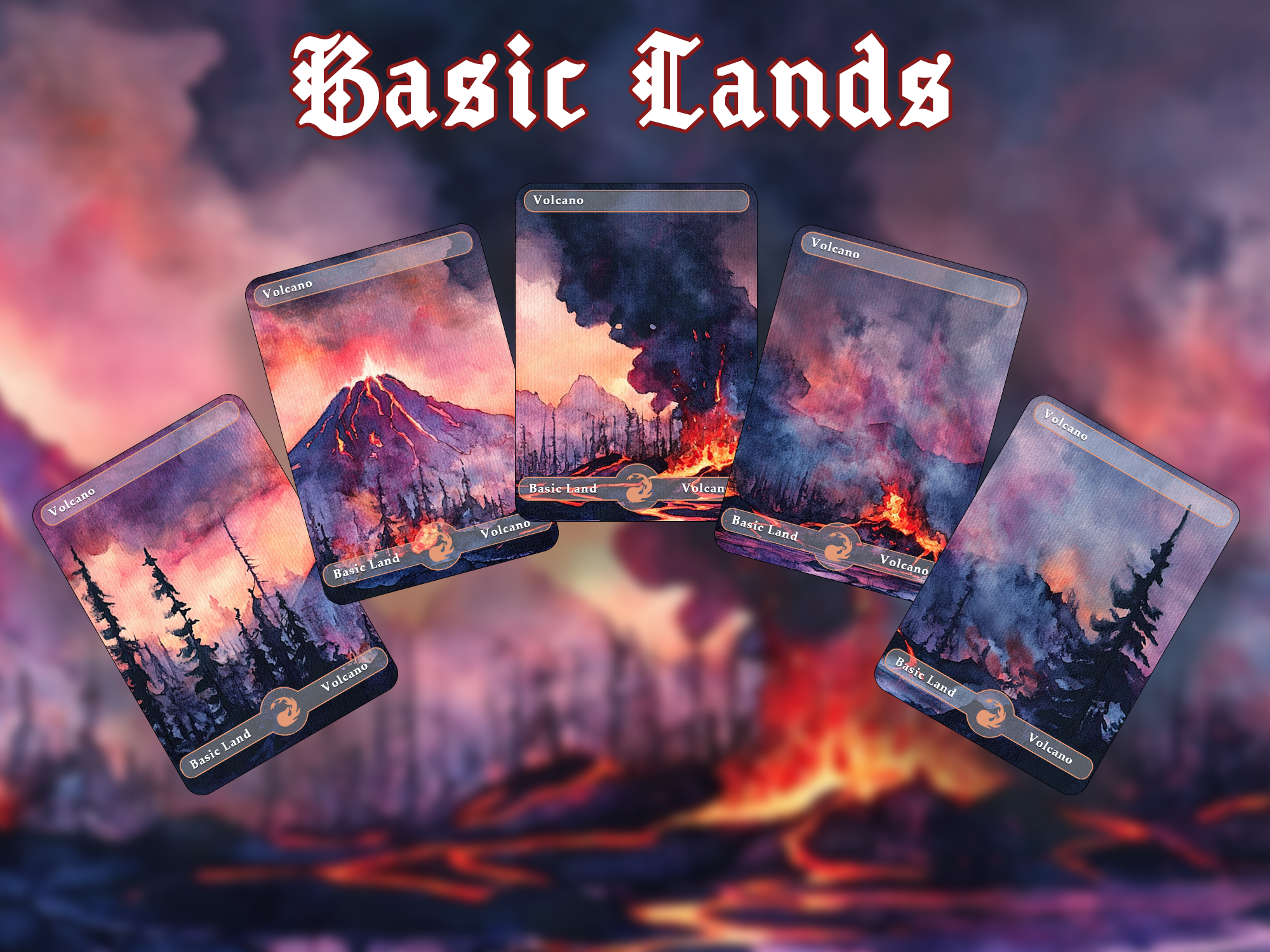 10 Basic Land-Volcano. 10 proxy cards for EDH. Enhance your Commander Deck