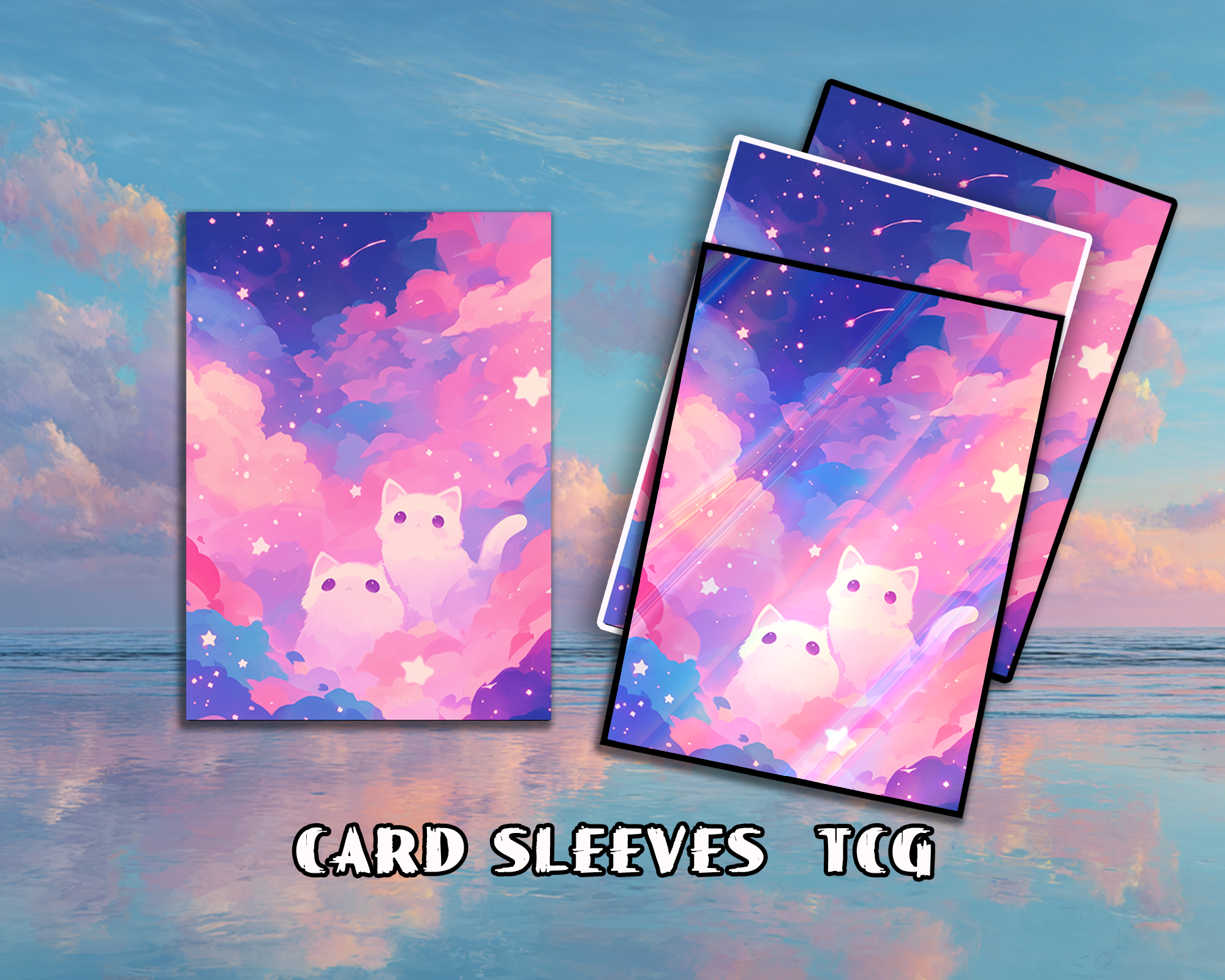 Fluffy Cats in Galaxy Clouds Card Sleeves