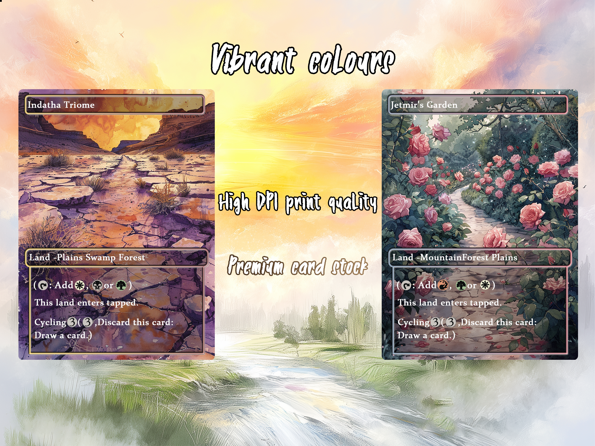 Mega EDH land pack Realiem Style triome lands set of 10 unique borderless custom proxy lands High quality lands for EDH or cEDH