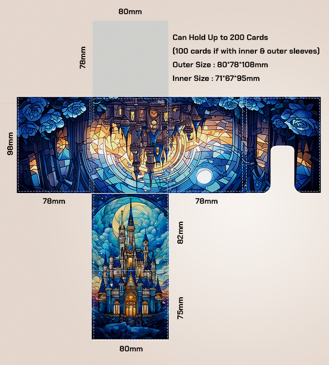 Lorcana Deck Box: Glass Castle Hold Up to 200 Cards Top Quality Card Deck Box! No Logos - RerollBase