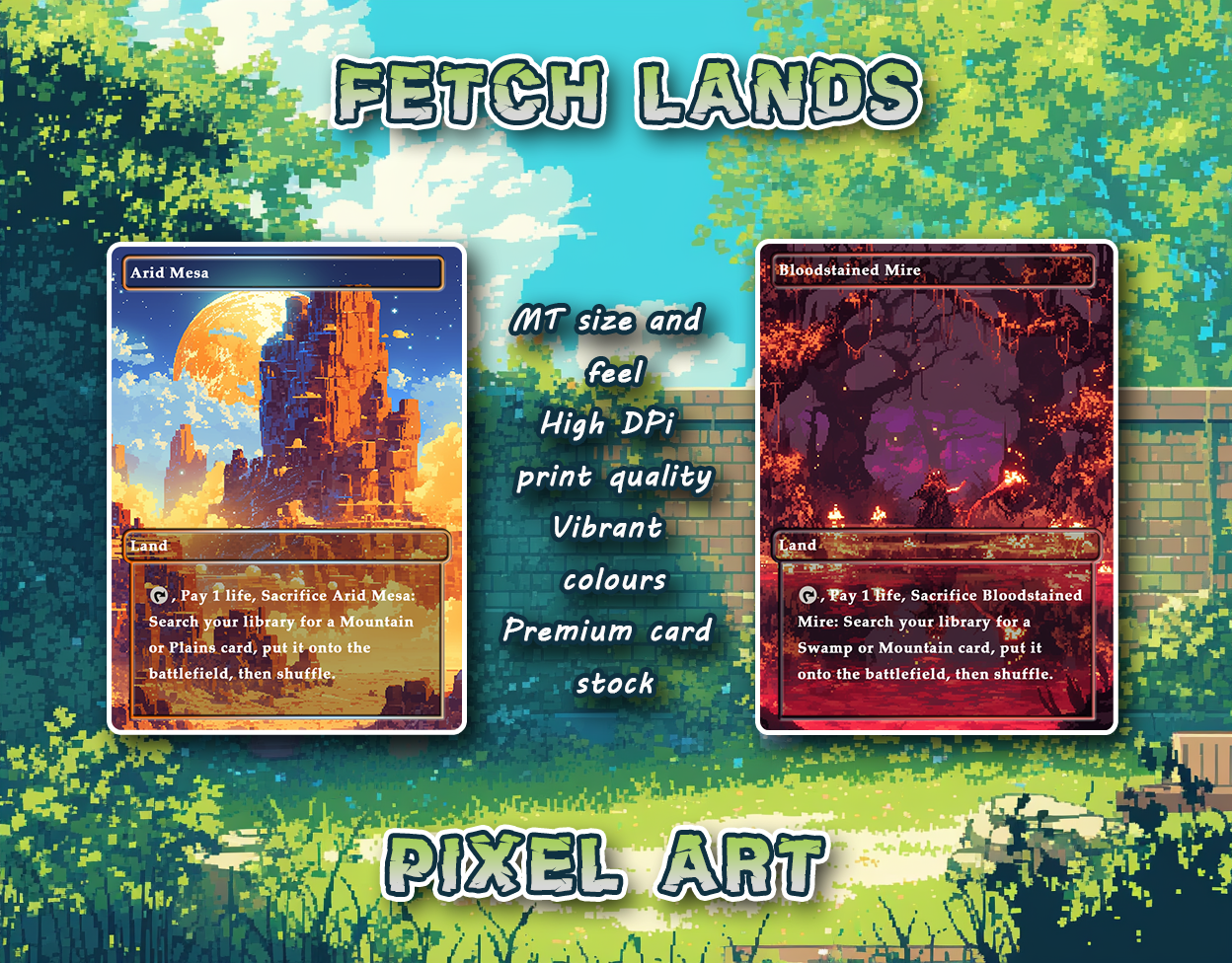 10 Pixel Art Fetch Lands, Proxy Lands Custom Magic Cards