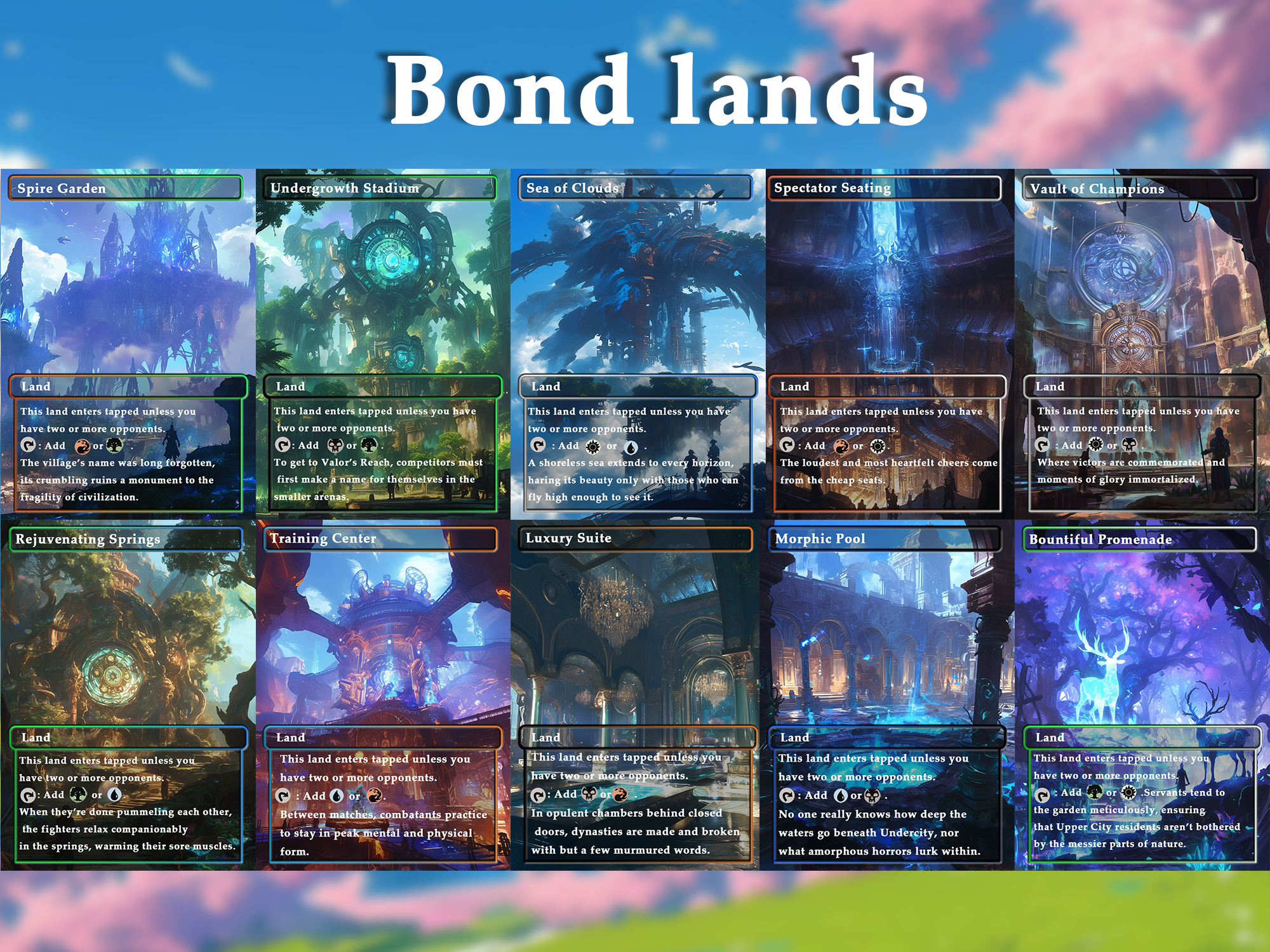 10 Bond land Anime Style, Proxy Lands Custom Magic Cards for Commander EDH/cEDH, Anime husband Proxy Cards