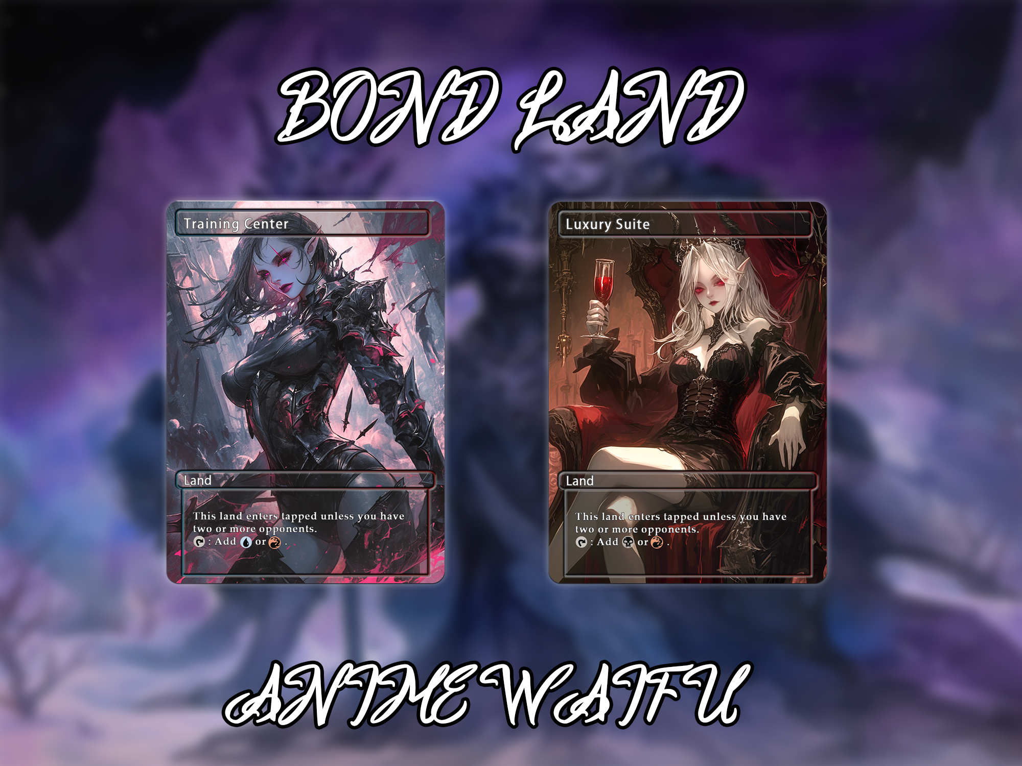 Bond land pack (10 cards) Anime waifu lands set of 10 unique borderless custom proxy lands High quality lands for EDH or cEDH