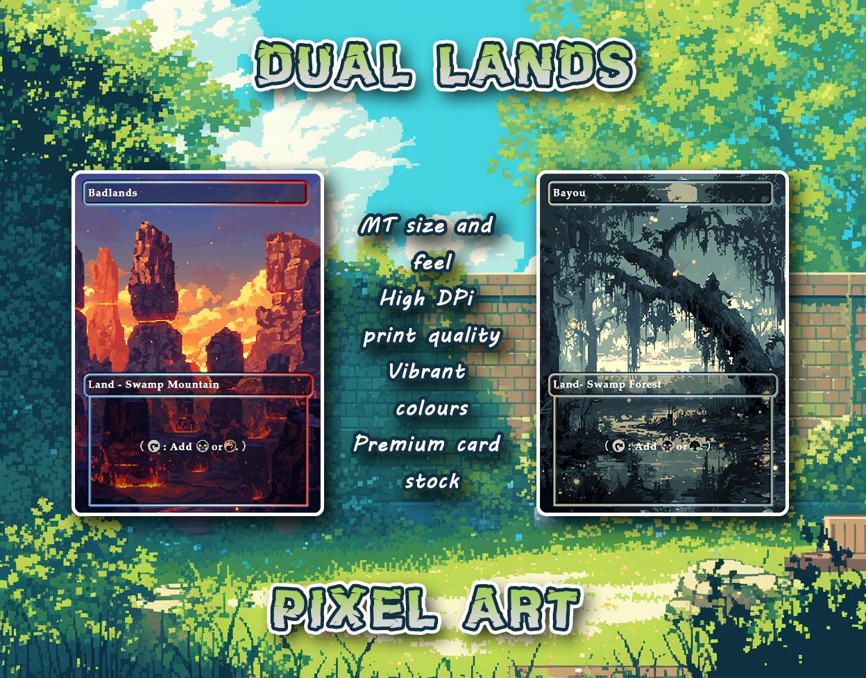 10 Pixel Art Dual Lands, Proxy Lands Custom Magic Cards