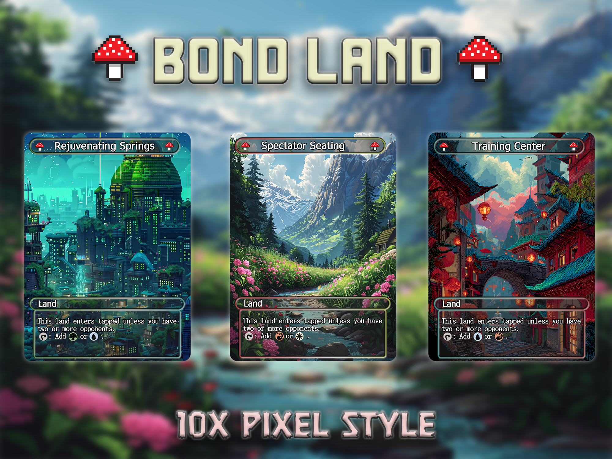 Bond land pack pixel style lands set of 10 unique borderless custom proxy lands High quality lands for EDH or cEDH