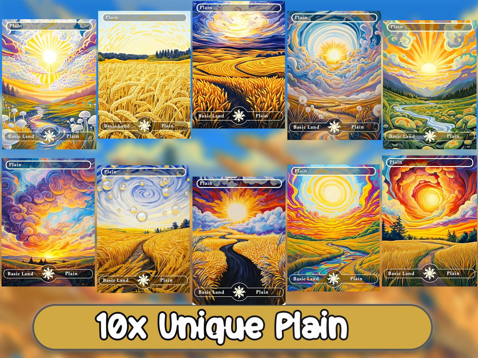 10 plain oil painting style proxy cards for EDH. Enhance your Commander Deck