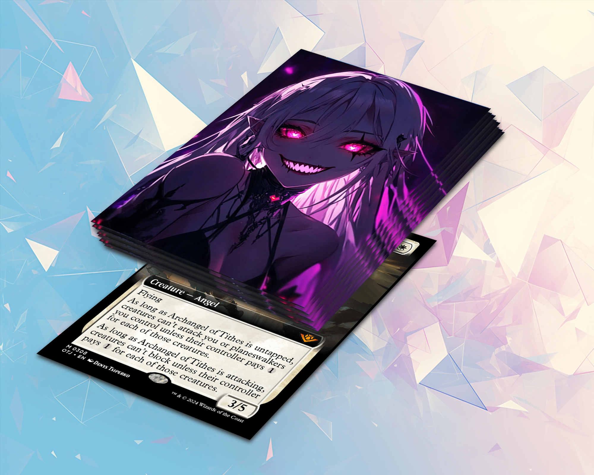 White hair anime girl Card Sleeves