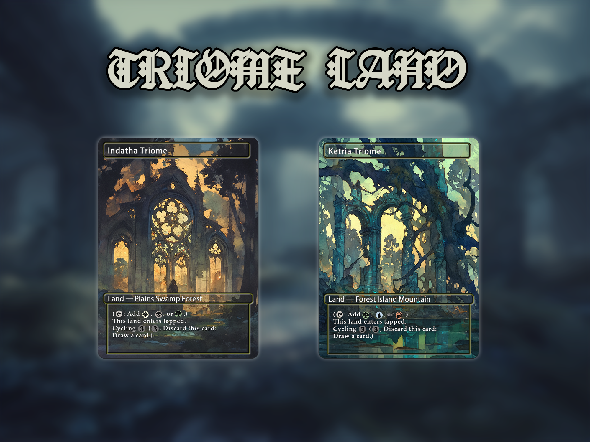 Triome land pack (10+ cards) Anime watercolour lands set of 10+ unique borderless custom proxy lands High quality lands for EDH or cEDH