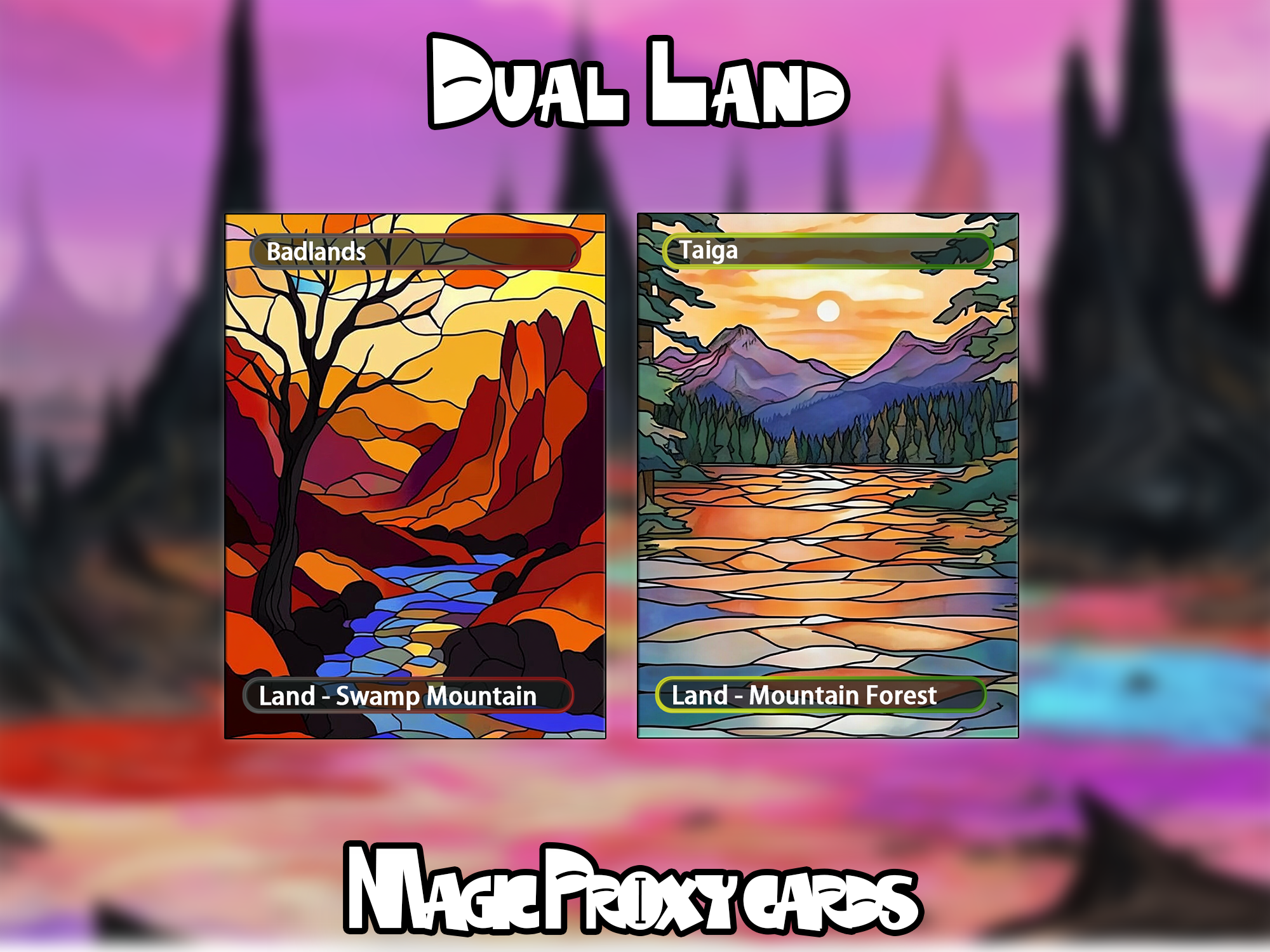 Dual Land Bundle (10+ cards), Dual Land Proxy Set, Stained Glass Style Custom Proxy Lands for EDH or cEDH