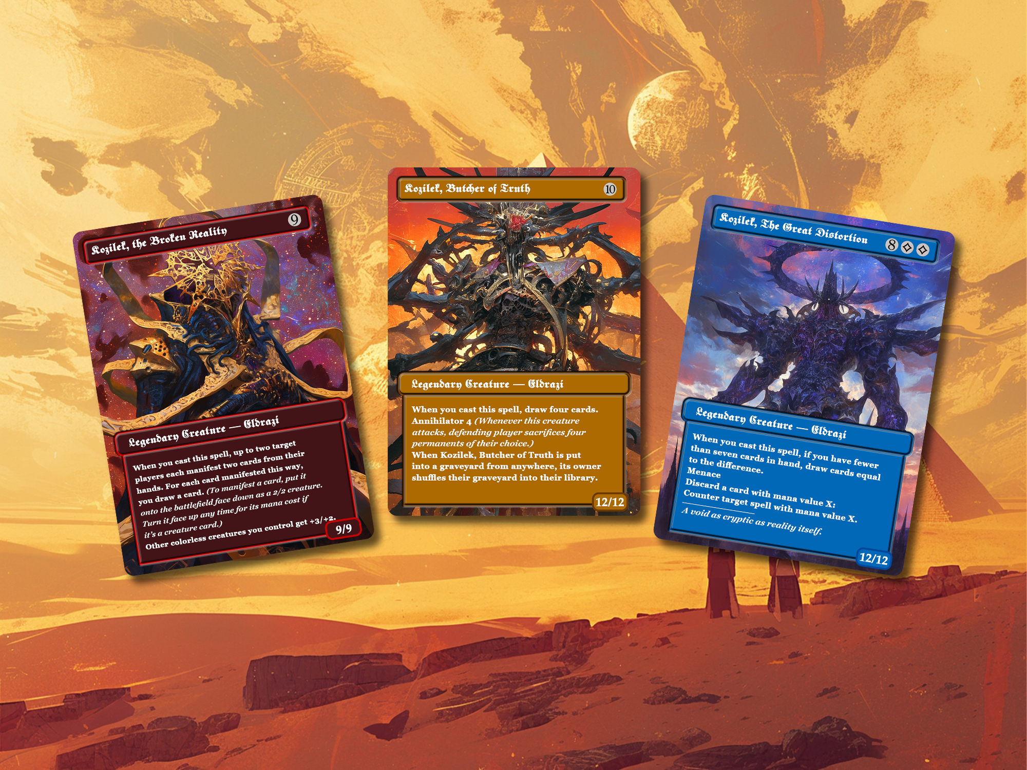 Eldrazi Titans & Egyptian Gods Proxy Card Set: 9 Cards + Bonus Exodia Card