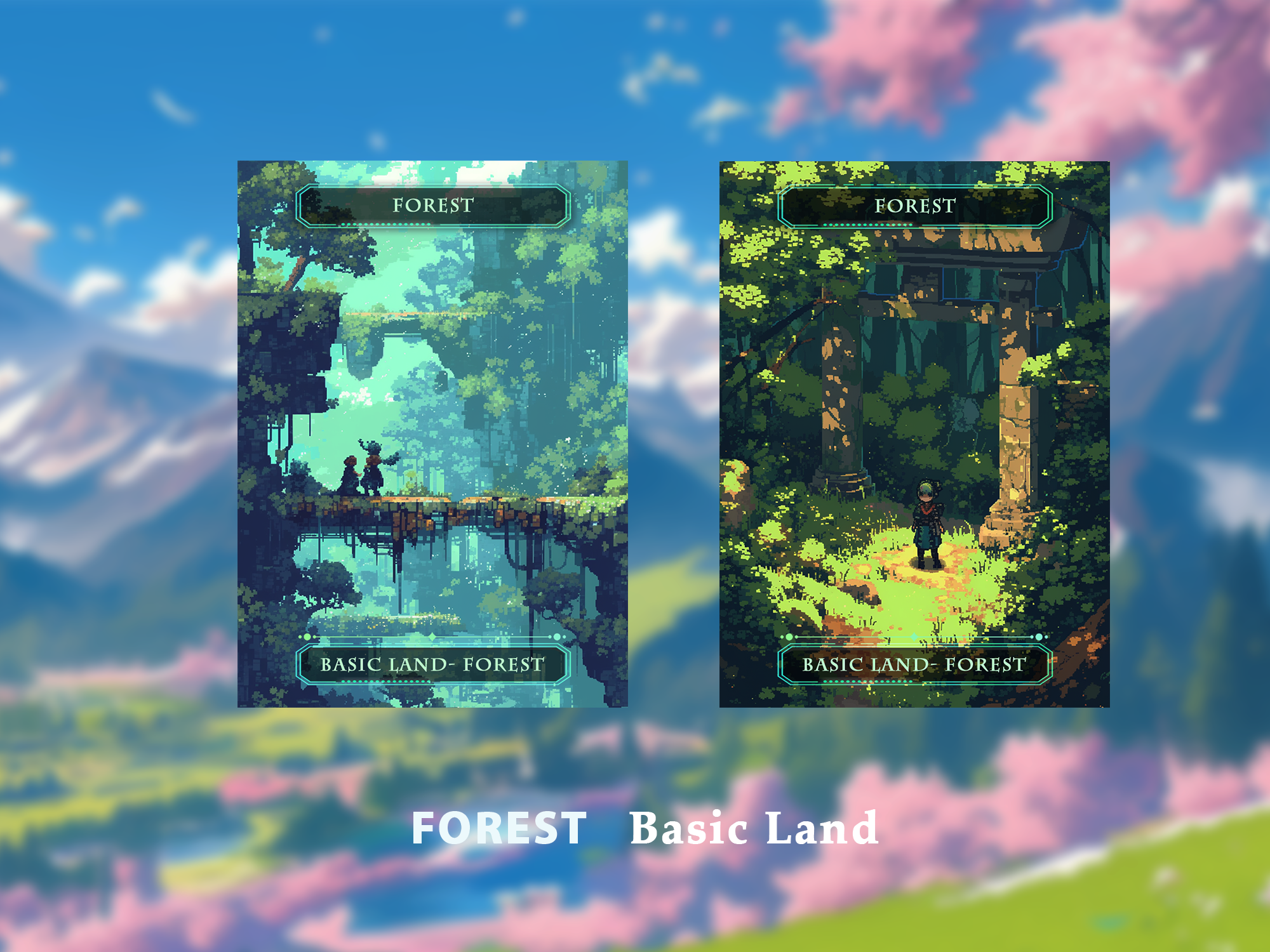 10 Basic Land-Forest. Pixel style forest,10 proxy cards for EDH. Enhance your Commander Deck