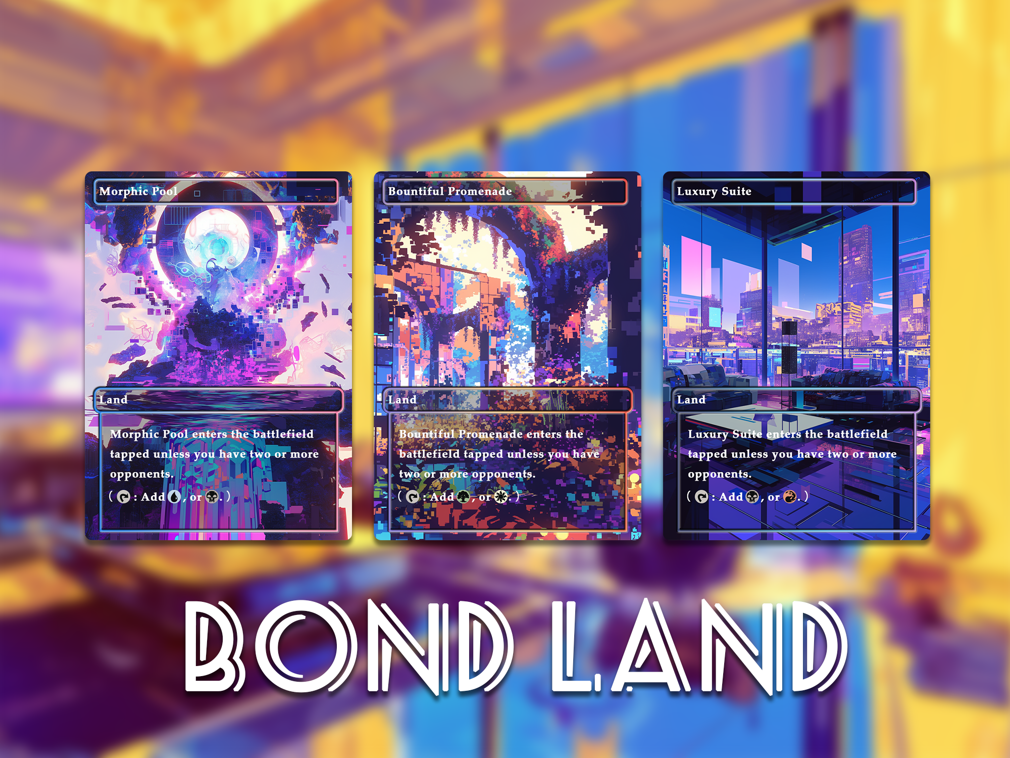 Glitch Art bond Land Pack set of 10 unique borderless custom proxy lands High quality lands for EDH or cEDH