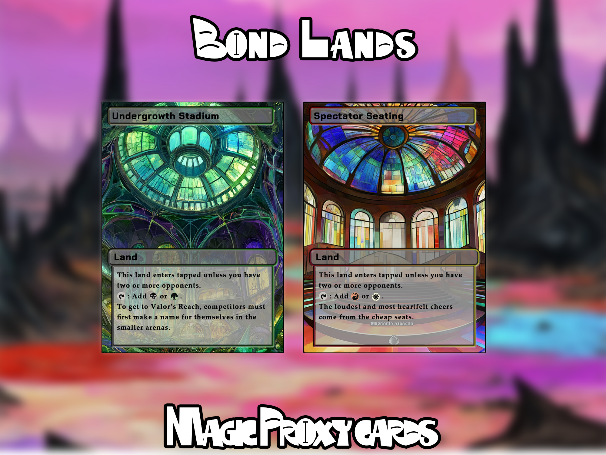 Bond Lands Bundle (10 cards), Proxy Bond Land Set, Stained Glass Style Custom Proxy Lands for EDH or cEDH