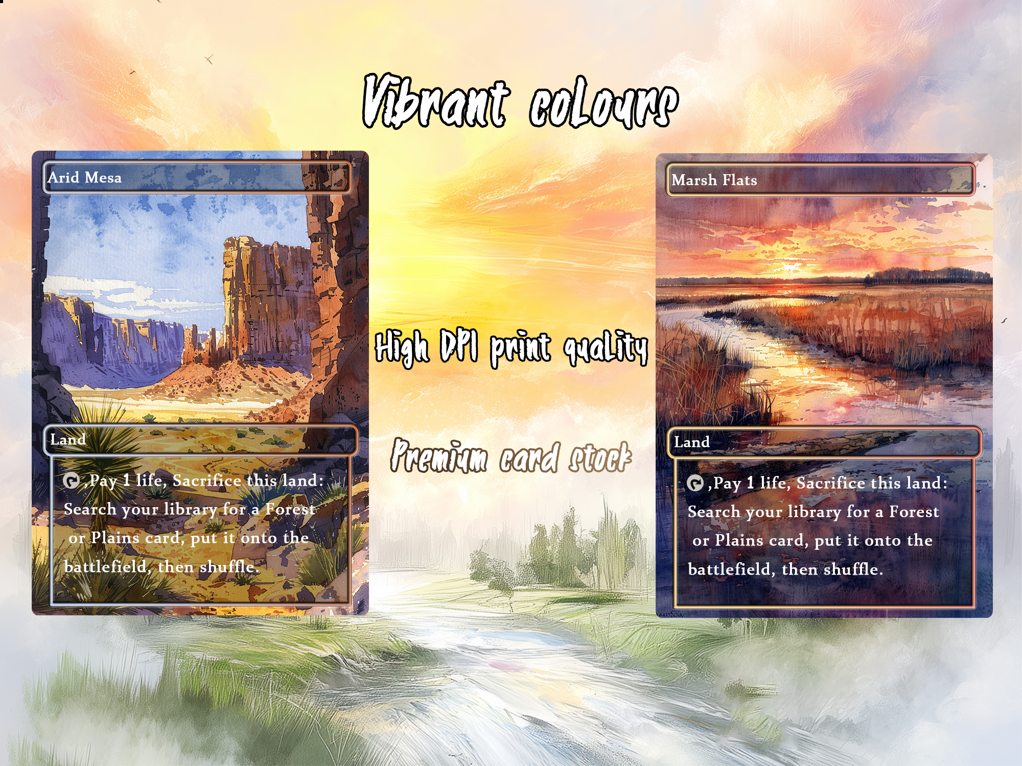 Mega EDH land pack Realiem Style fetch lands set of 10 unique borderless custom proxy lands High quality lands for EDH or cEDH