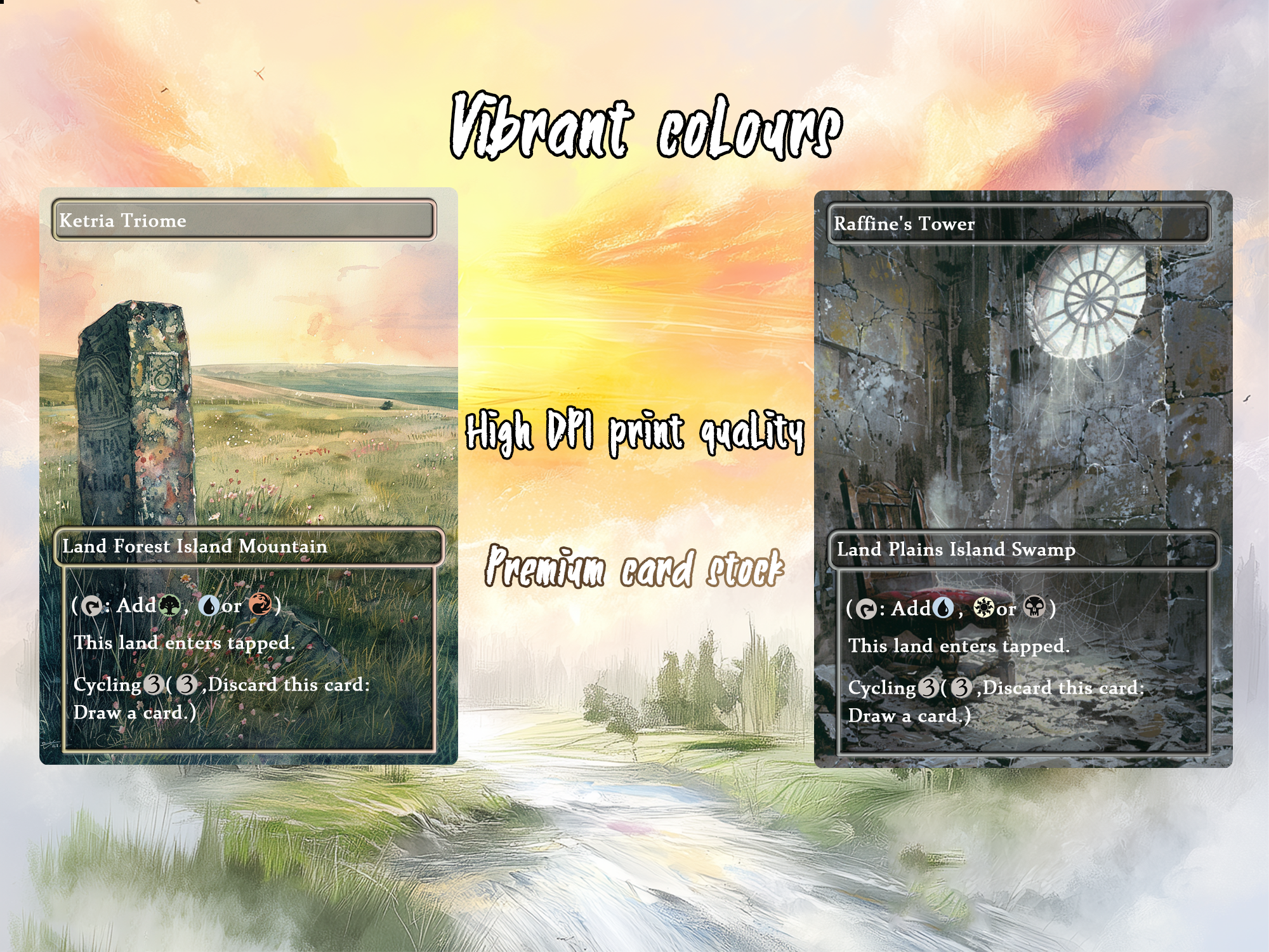 Mega EDH land pack Realiem Style triome lands set of 10 unique borderless custom proxy lands High quality lands for EDH or cEDH
