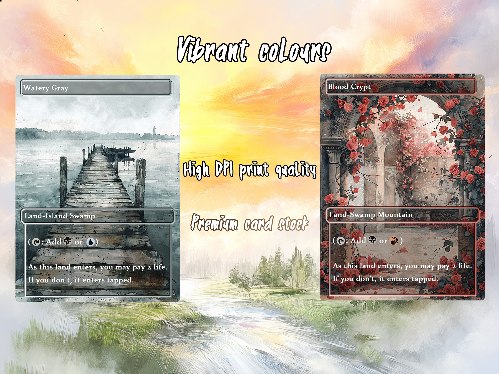 Mega EDH land pack Realiem style shock lands set of 10 unique borderless custom proxy lands High quality lands for EDH or cEDH