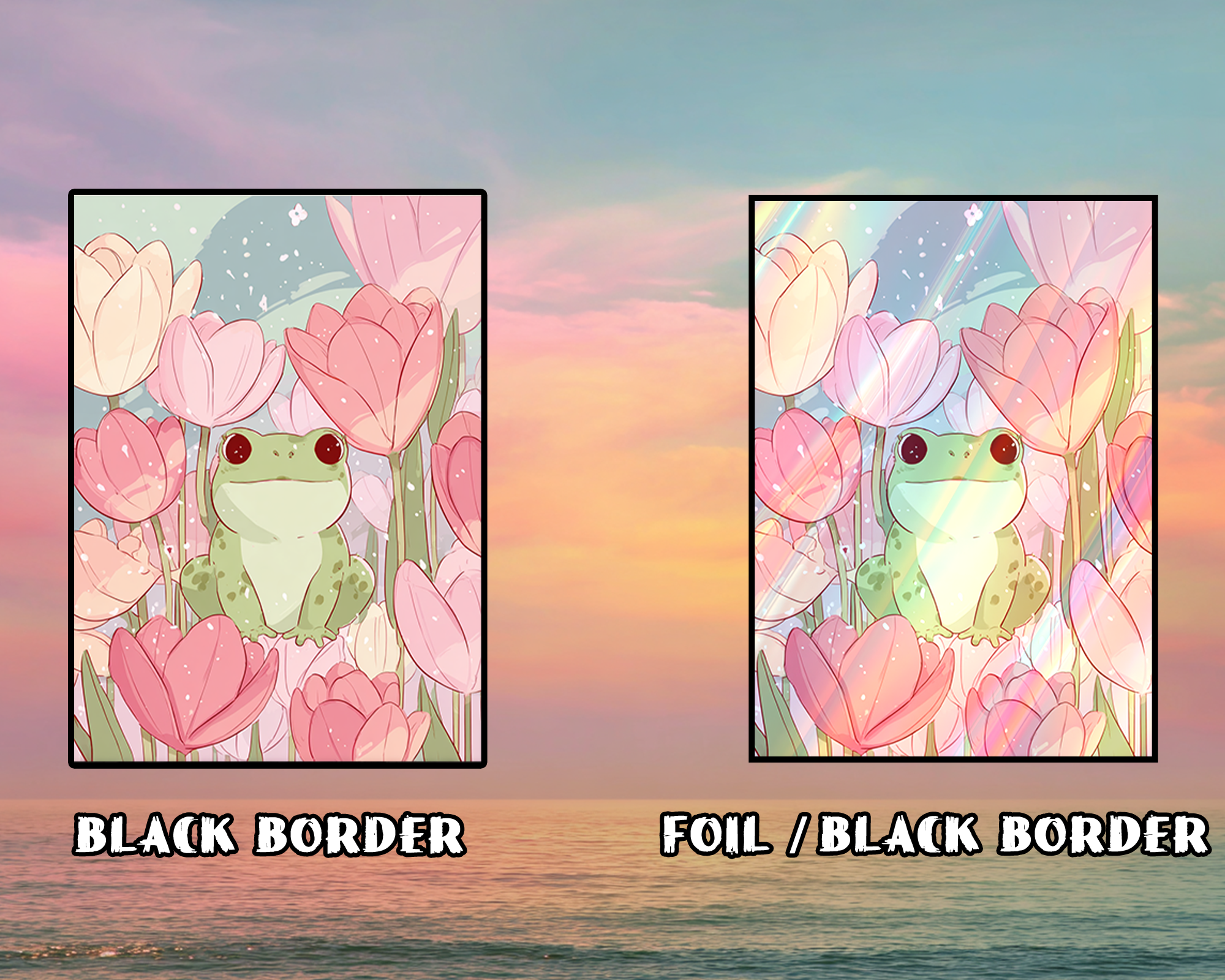 Cute Frog in Tulip Field Card Sleeves