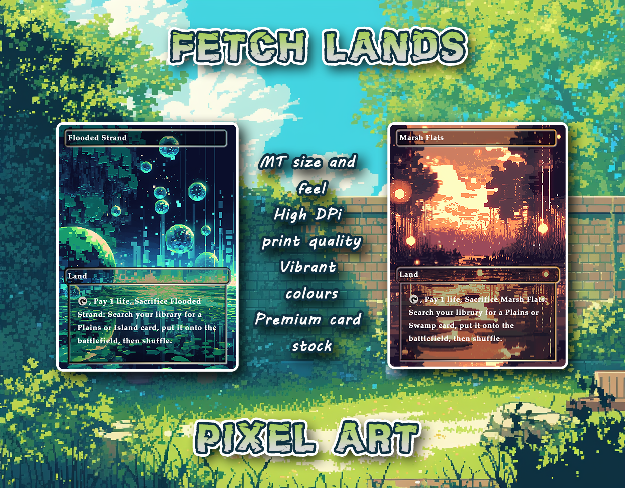 10 Pixel Art Fetch Lands, Proxy Lands Custom Magic Cards