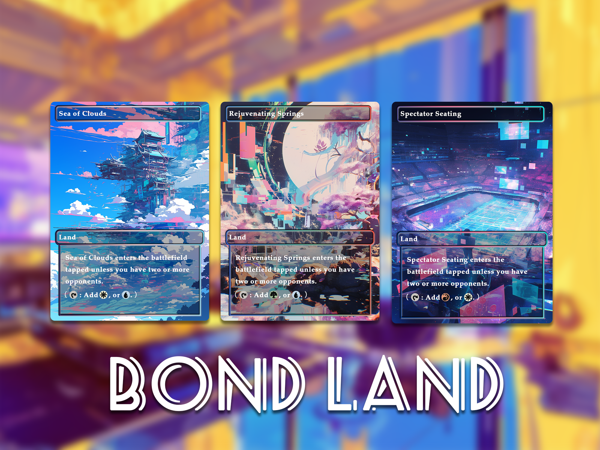 Glitch Art bond Land Pack set of 10 unique borderless custom proxy lands High quality lands for EDH or cEDH