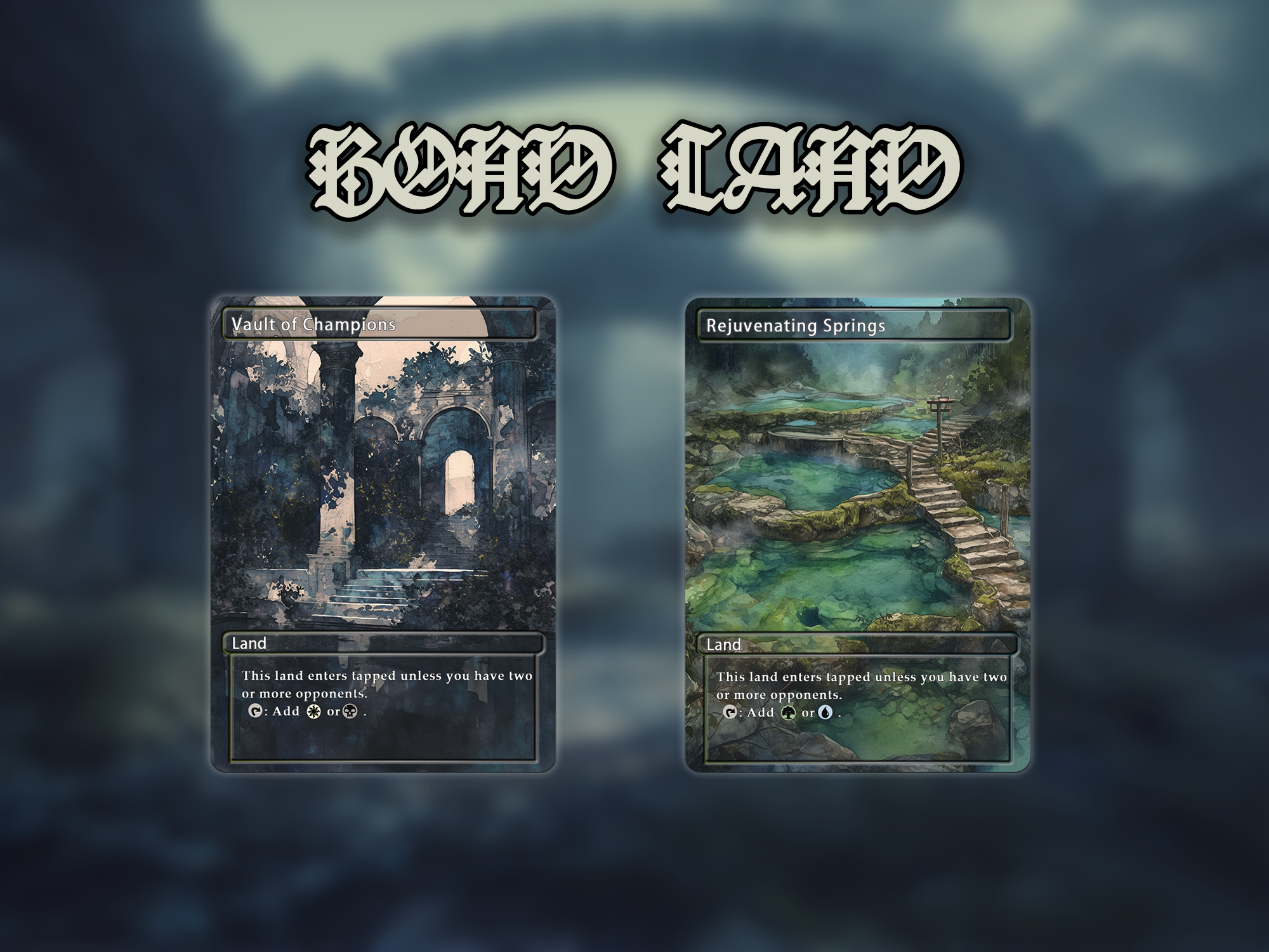 Bond land pack (10+ cards) Anime watercolour lands set of 10+ unique borderless custom proxy lands High quality lands for EDH or cEDH