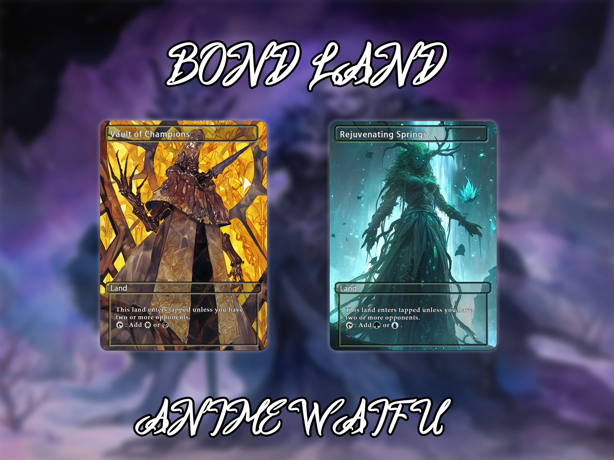 Bond land pack (10 cards) Anime waifu lands set of 10 unique borderless custom proxy lands High quality lands for EDH or cEDH