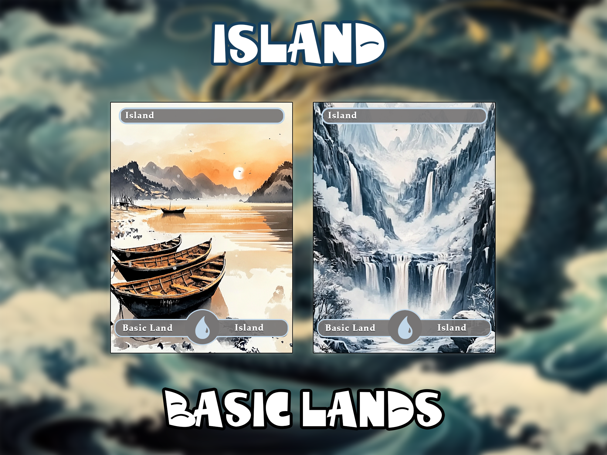 10 Basic Lands Proxy, Island Proxy, Custom Magic Cards for Commander EDH.ink style
