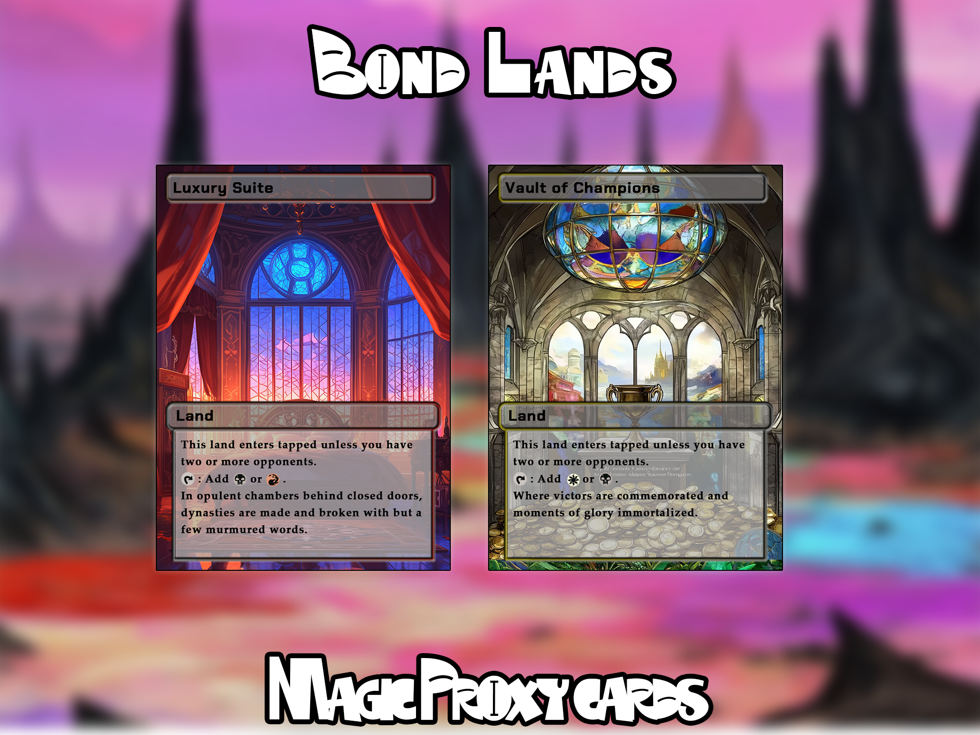 Bond Lands Bundle (10 cards), Proxy Bond Land Set, Stained Glass Style Custom Proxy Lands for EDH or cEDH