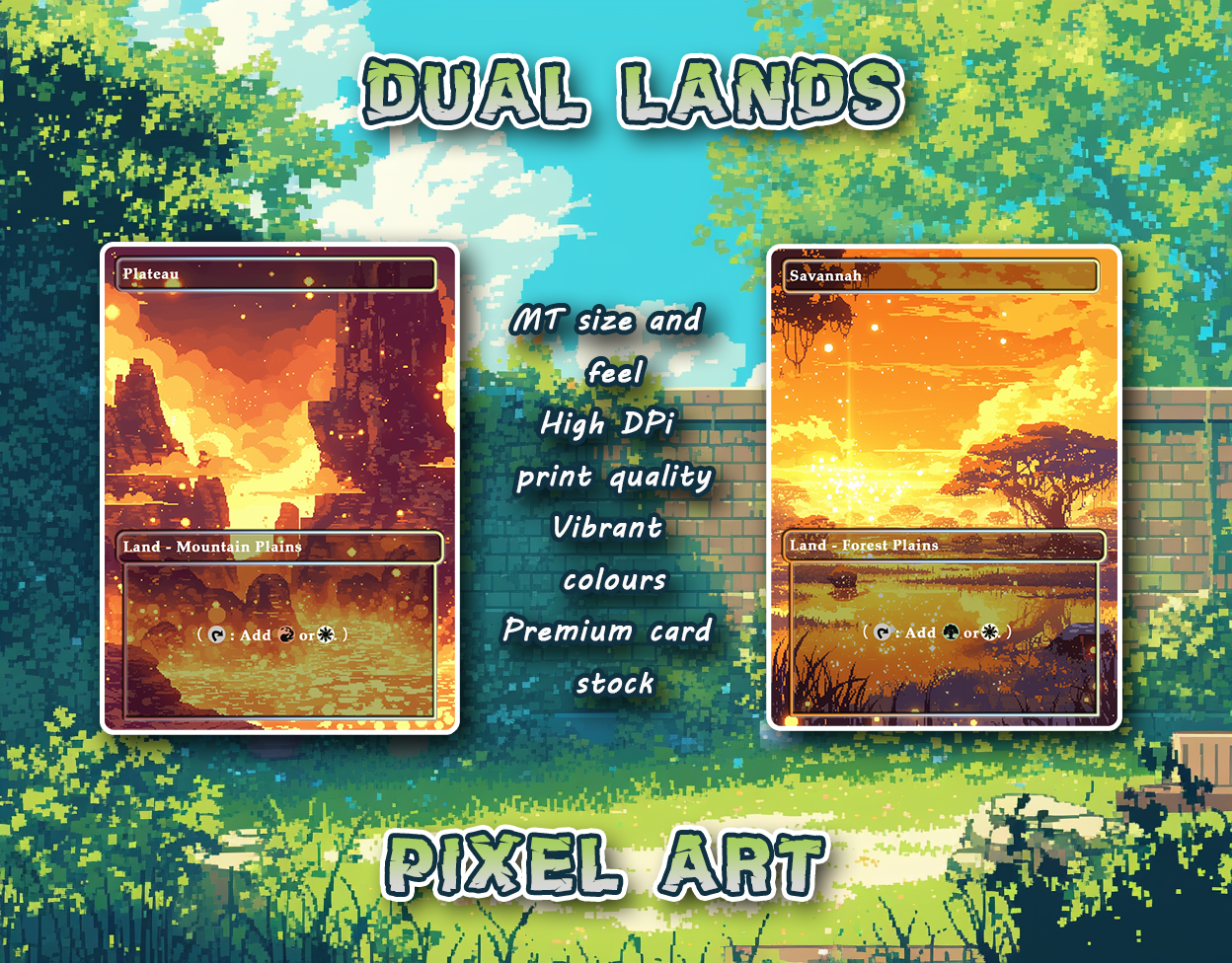 10 Pixel Art Dual Lands, Proxy Lands Custom Magic Cards