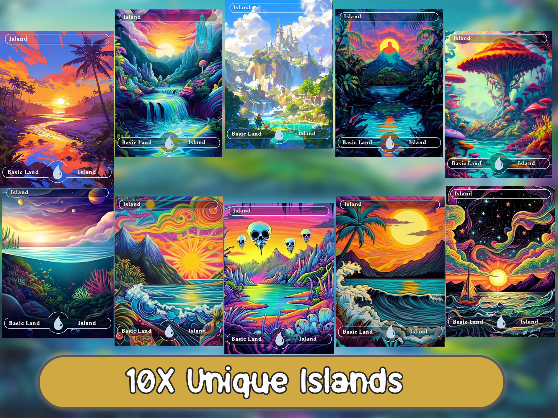 50 basic lands proxy cards for EDH. Enhance your Commander Deck