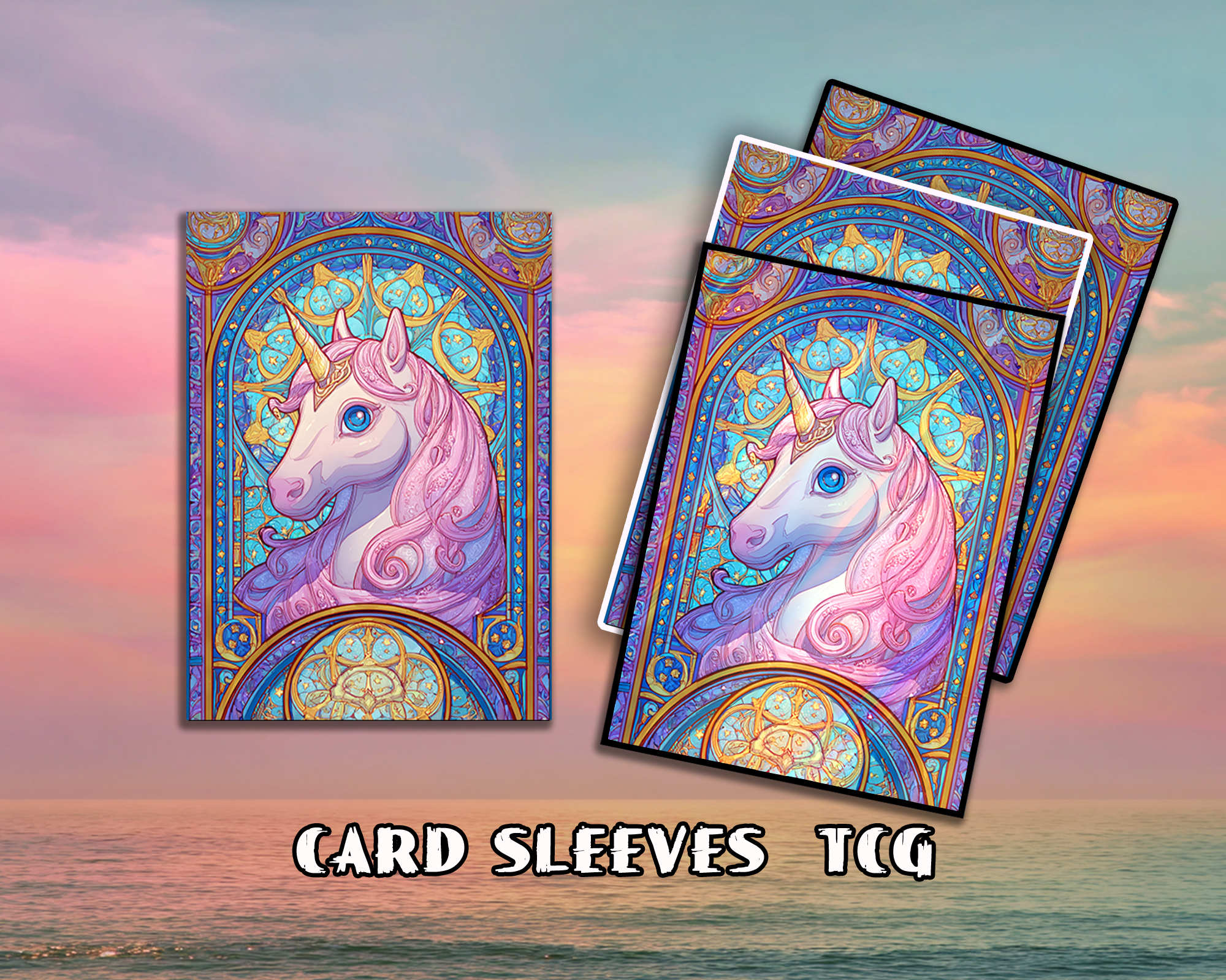 Stained Glass Unicorn Card Sleeves