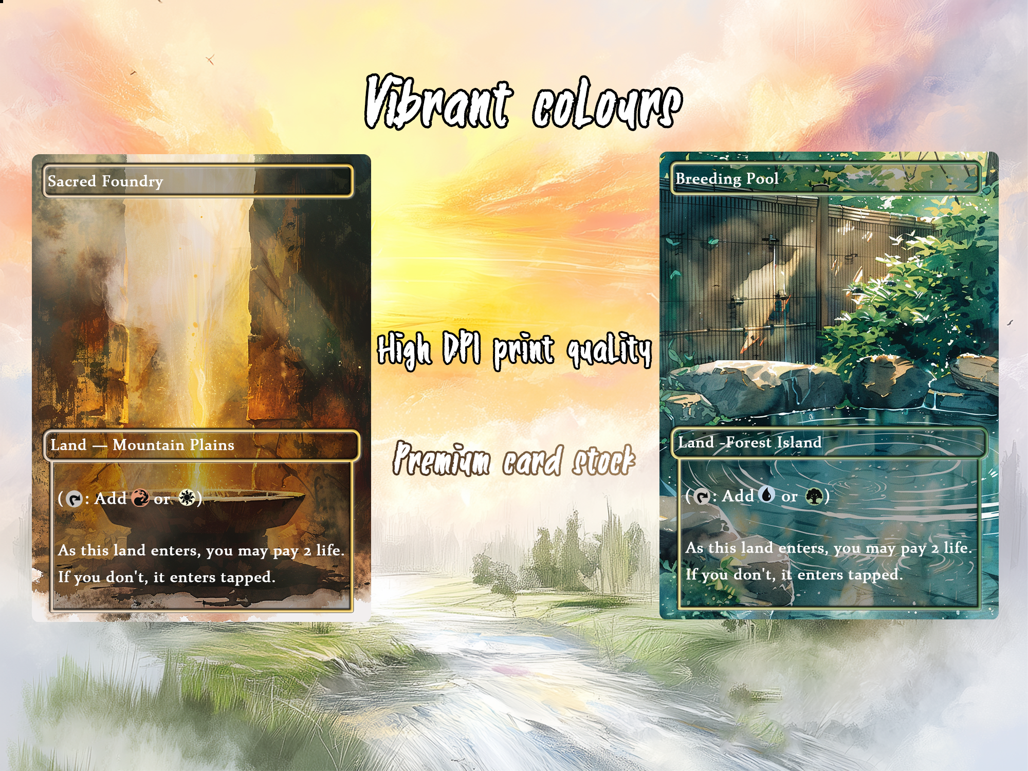 Mega EDH land pack Realiem style shock lands set of 10 unique borderless custom proxy lands High quality lands for EDH or cEDH