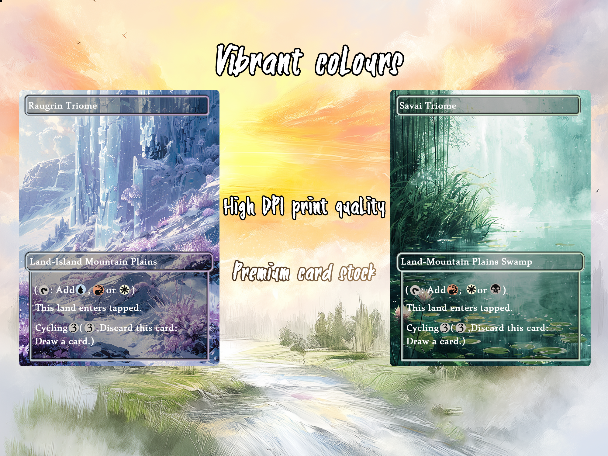 Mega EDH land pack Realiem Style triome lands set of 10 unique borderless custom proxy lands High quality lands for EDH or cEDH