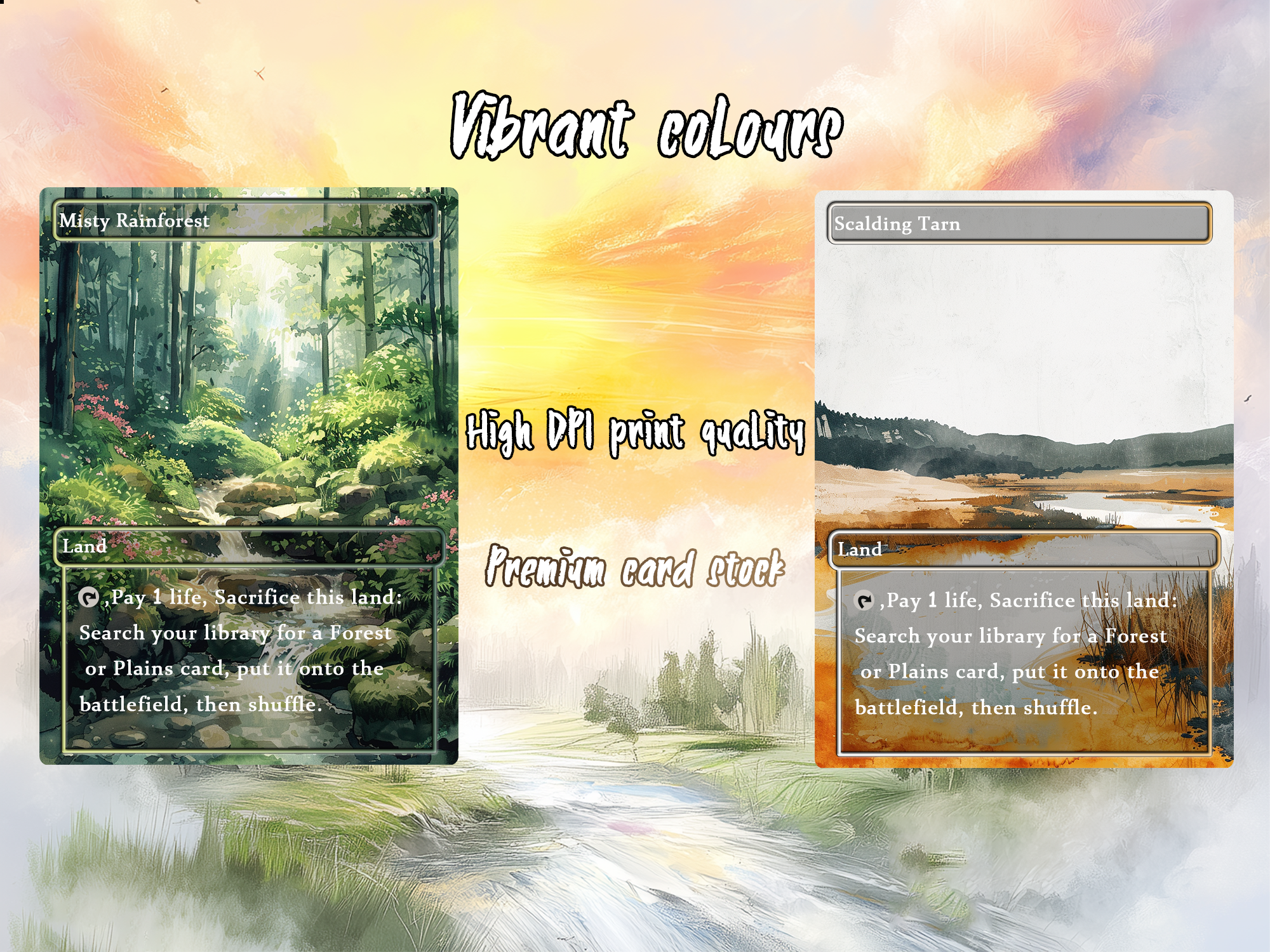 Mega EDH land pack Realiem Style fetch lands set of 10 unique borderless custom proxy lands High quality lands for EDH or cEDH