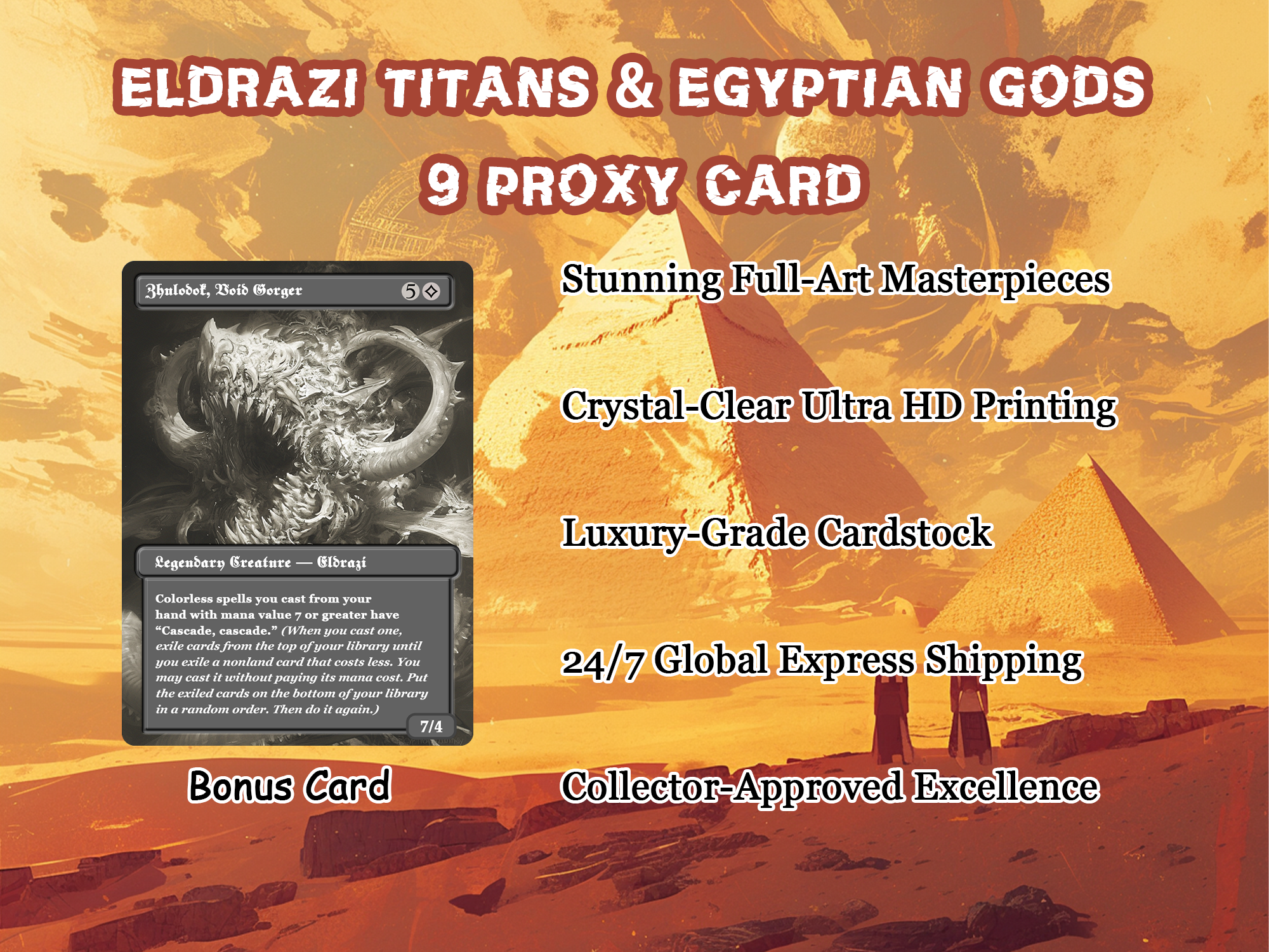 Eldrazi Titans & Egyptian Gods Proxy Card Set: 9 Cards + Bonus Exodia Card