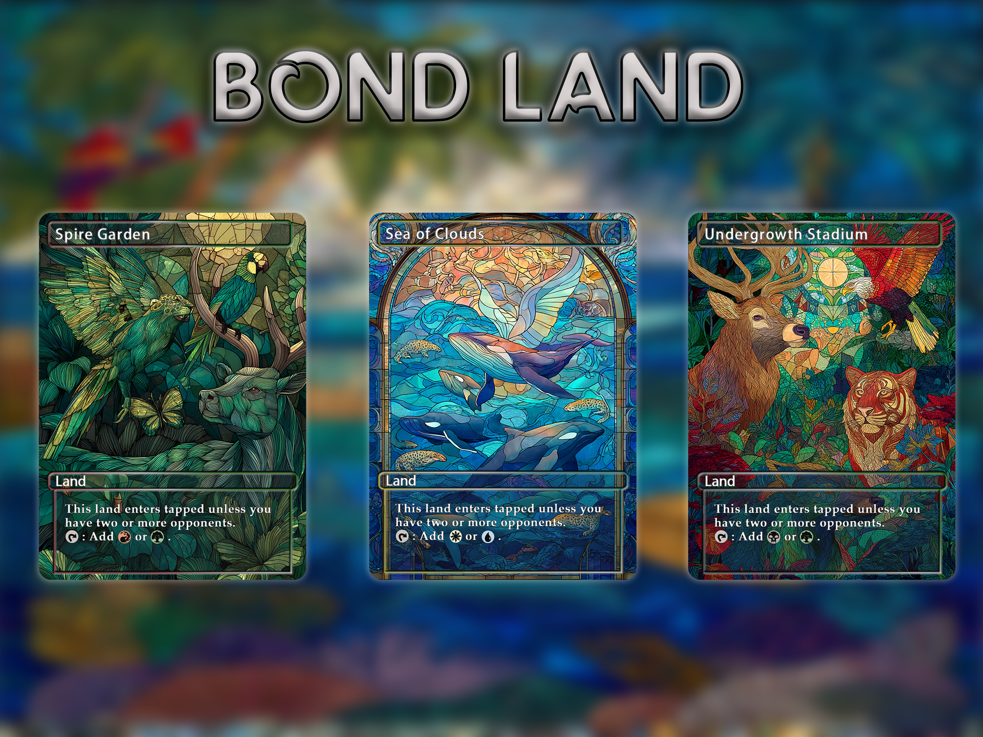Bond land pack (10+ cards) animal styles  set of 10+ unique borderless custom proxy lands High quality lands for EDH or cEDH