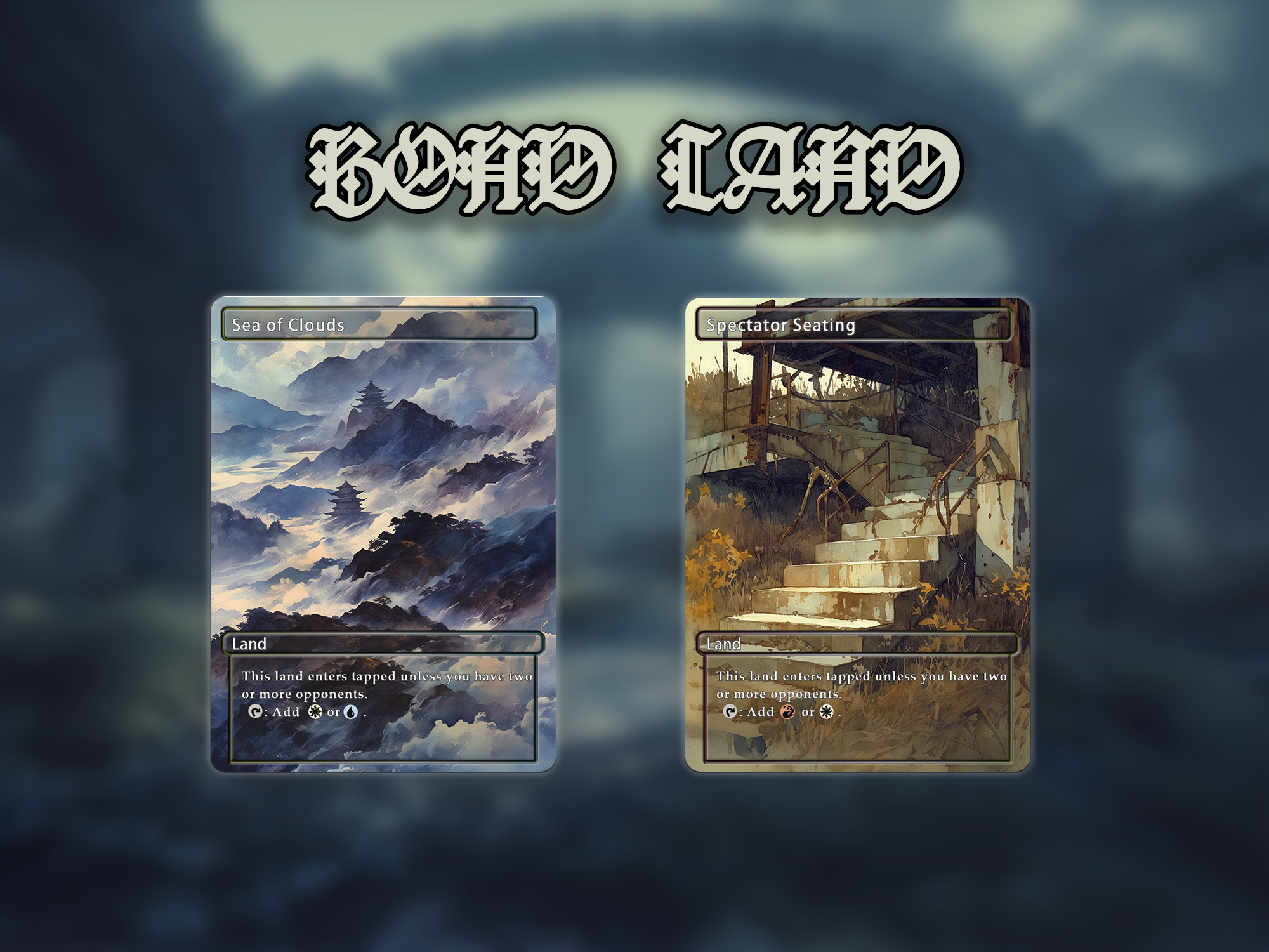 Bond land pack (10+ cards) Anime watercolour lands set of 10+ unique borderless custom proxy lands High quality lands for EDH or cEDH