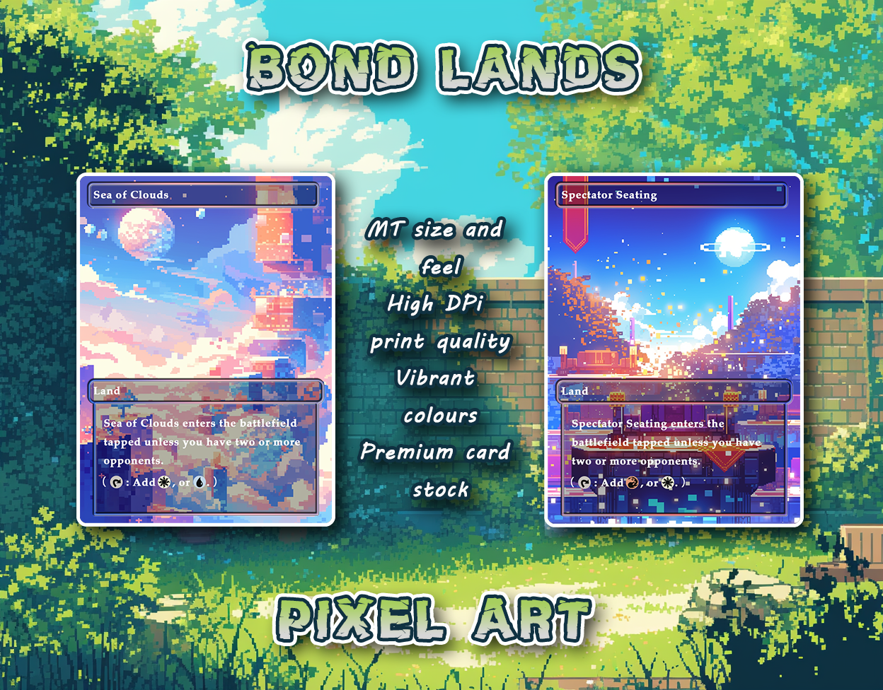 10 Pixel Art Bond Lands, Proxy Lands Custom Magic Cards